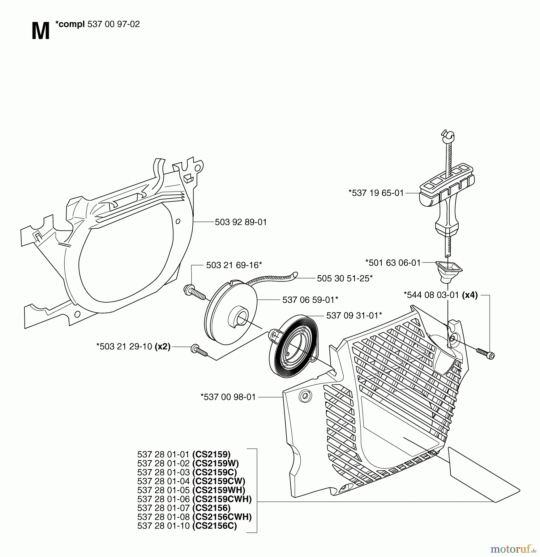  Jonsered Motorsägen CS2156 - Jonsered Chainsaw (2007-03) STARTER #1