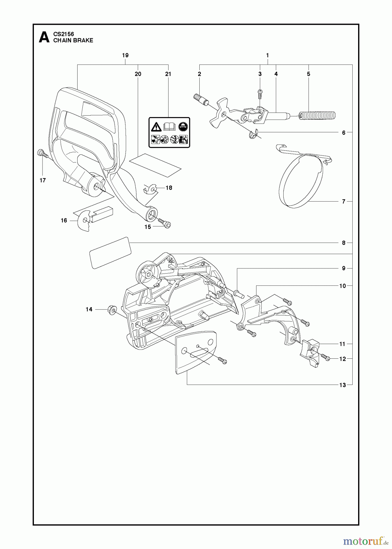 Jonsered Motorsägen CS2156 - Jonsered Chainsaw (2010-02) CHAIN BRAKE