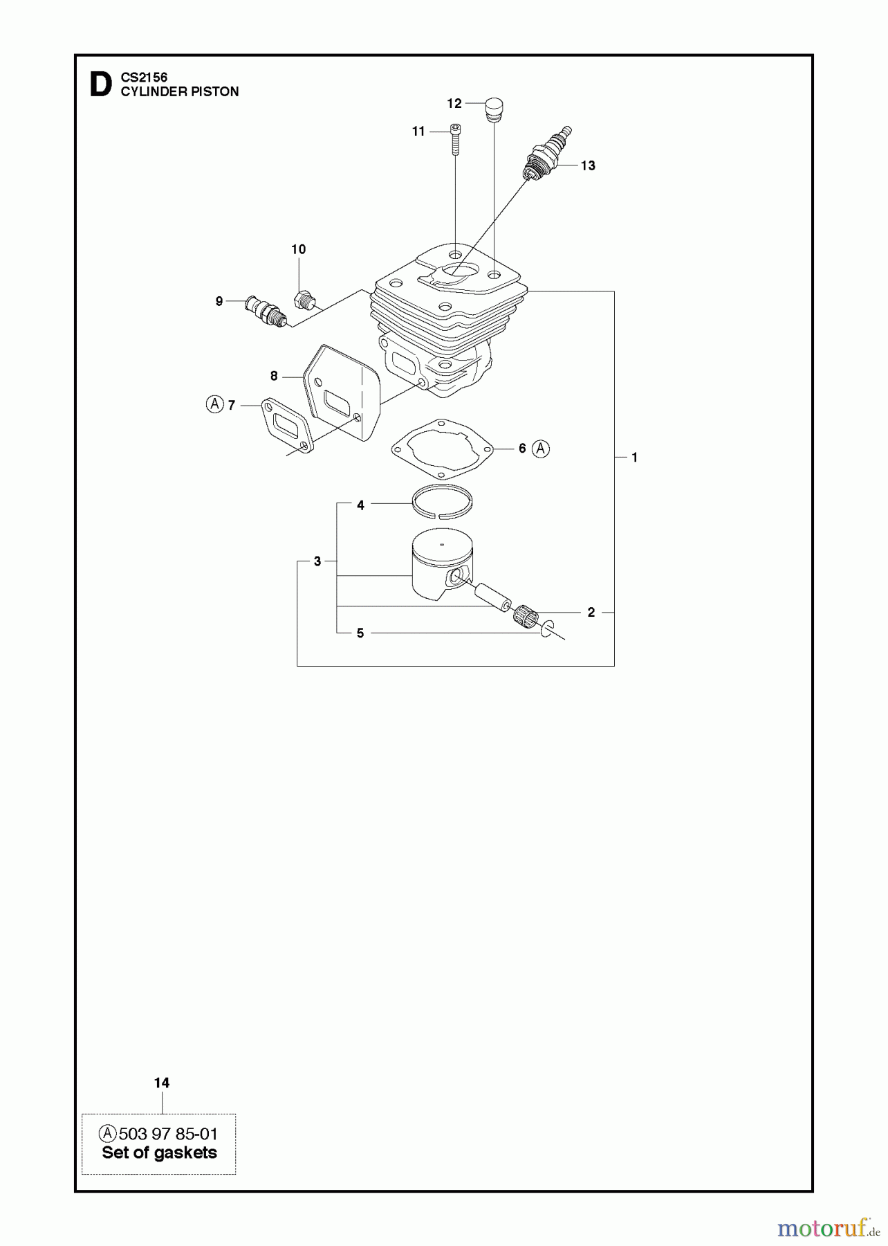  Jonsered Motorsägen CS2156 - Jonsered Chainsaw (2010-02) CYLINDER PISTON
