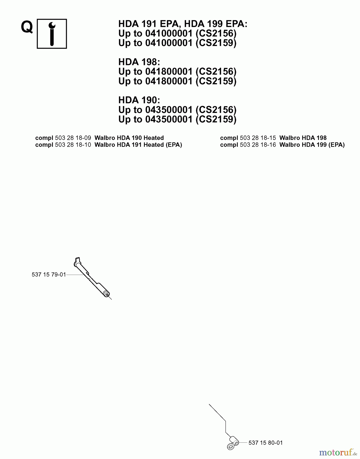 Jonsered Motorsägen CS2159 - Jonsered Chainsaw (2004-05) CARBURETOR DETAILS #1