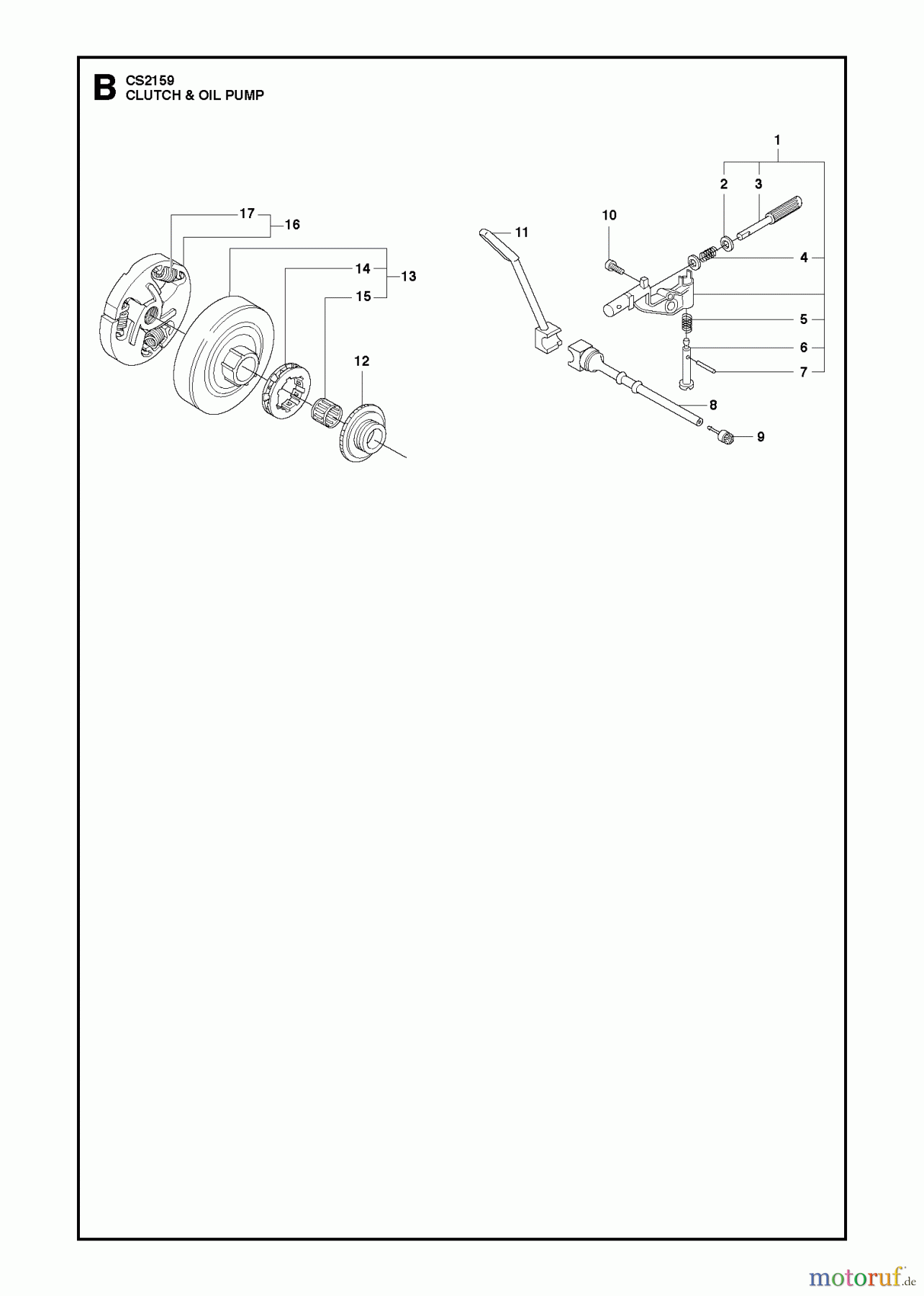  Jonsered Motorsägen CS2159 - Jonsered Chainsaw (2010-02) CLUTCH OIL PUMP