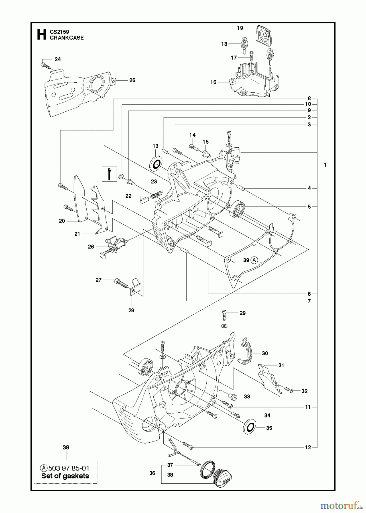  Jonsered Motorsägen CS2159 - Jonsered Chainsaw (2011-05) CRANKCASE