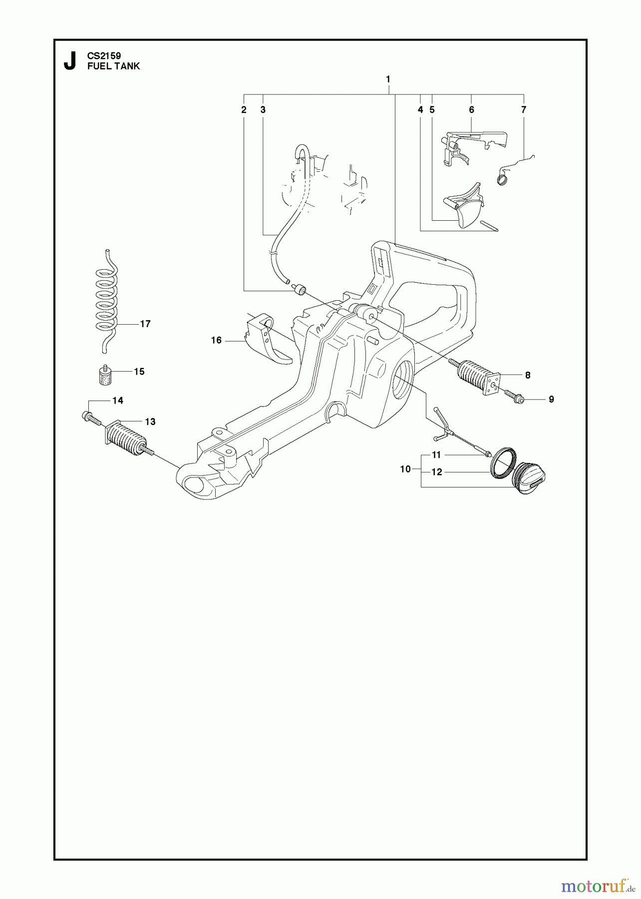  Jonsered Motorsägen CS2159 - Jonsered Chainsaw (2011-05) FUEL TANK