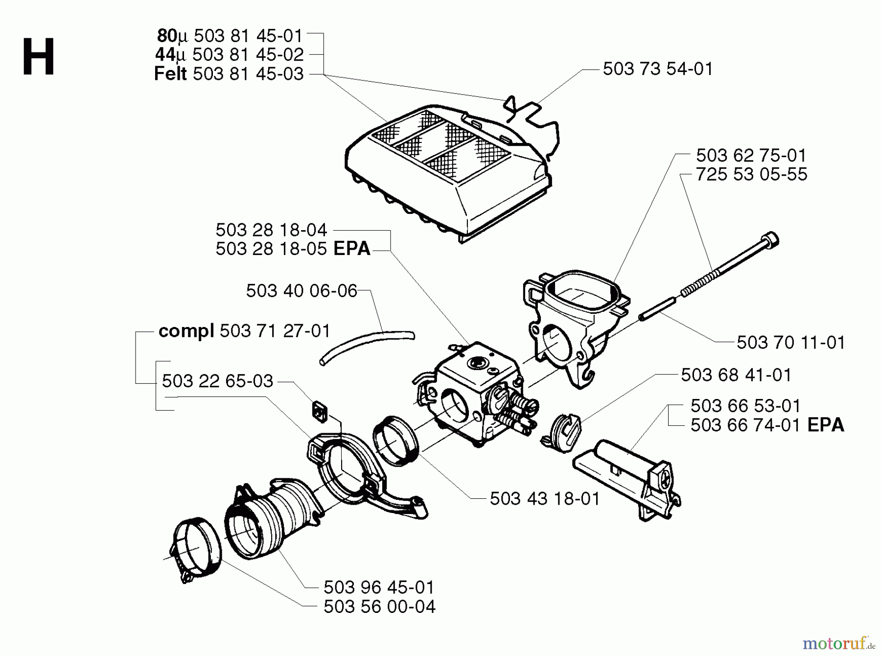  Jonsered Motorsägen CS2171 EPA - Jonsered Chainsaw (2003-05) CARBURETOR AIR FILTER