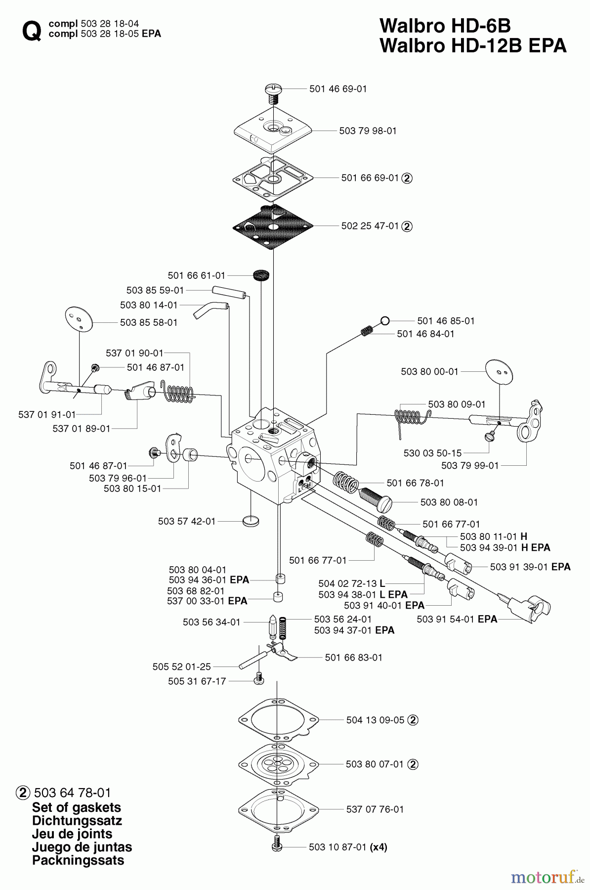 Jonsered Motorsägen CS2171 EPA - Jonsered Chainsaw (2003-05) CARBURETOR DETAILS