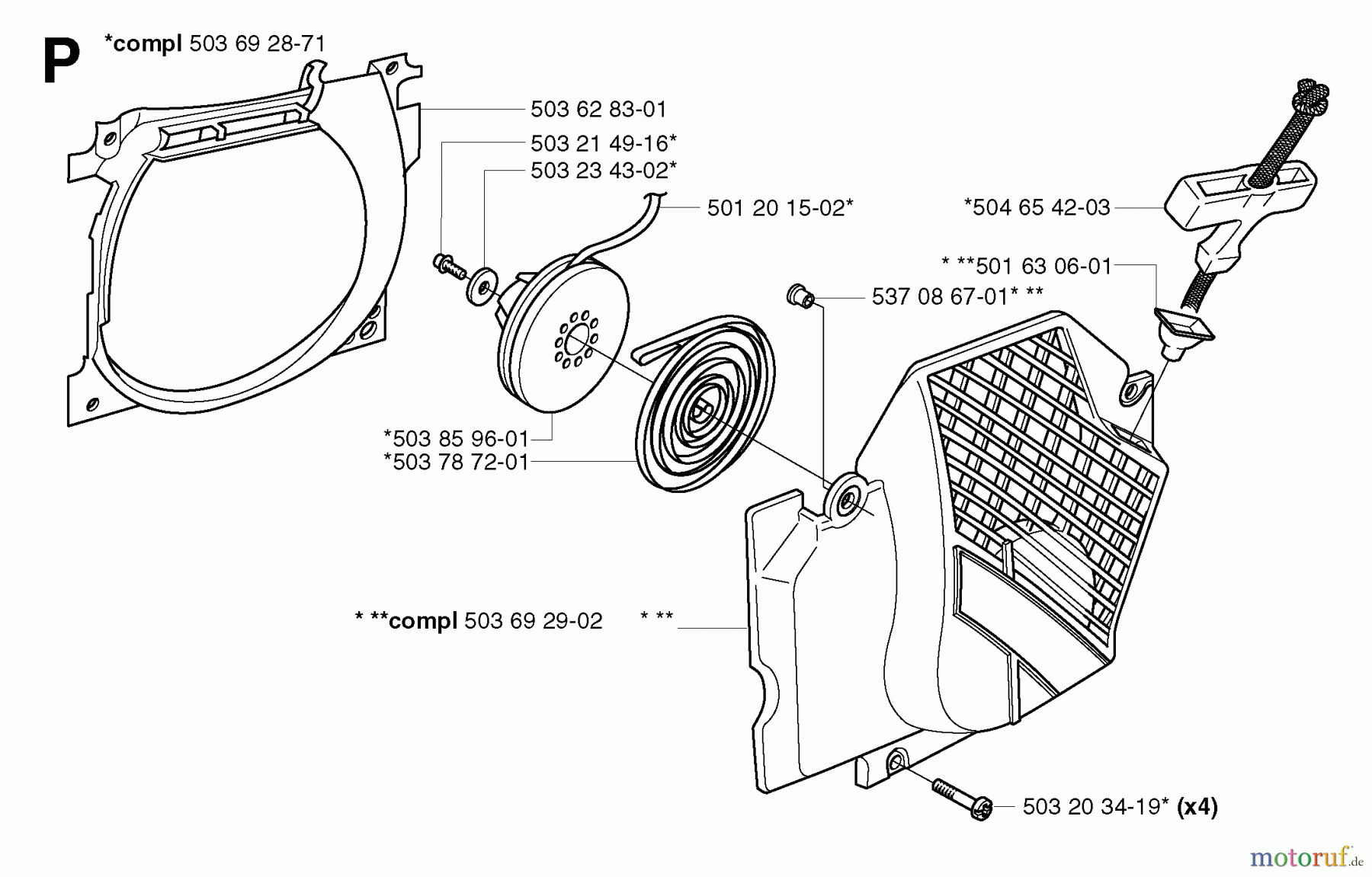 Jonsered Motorsägen CS2171 - Jonsered Chainsaw (2003-05) STARTER