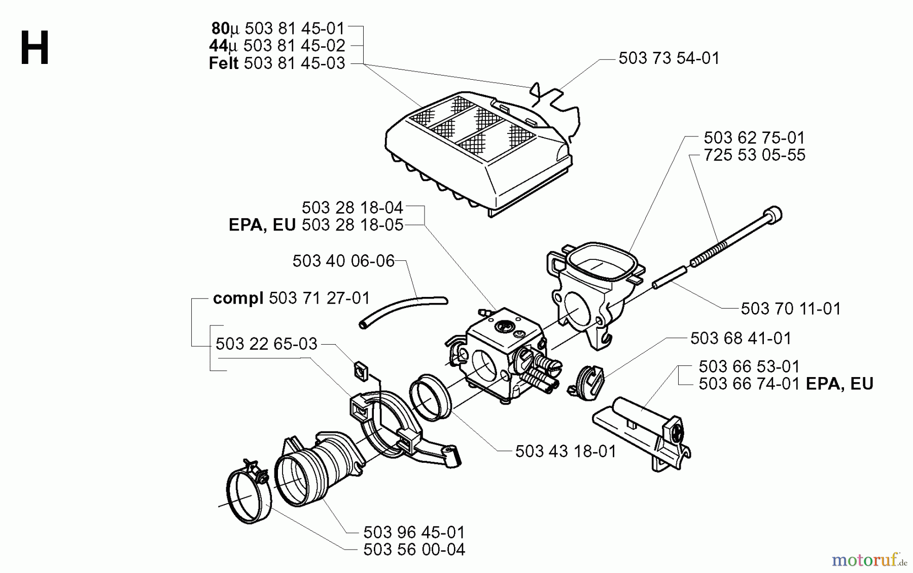 Jonsered Motorsägen CS2171 EPA - Jonsered Chainsaw (2005-05) CARBURETOR AIR FILTER