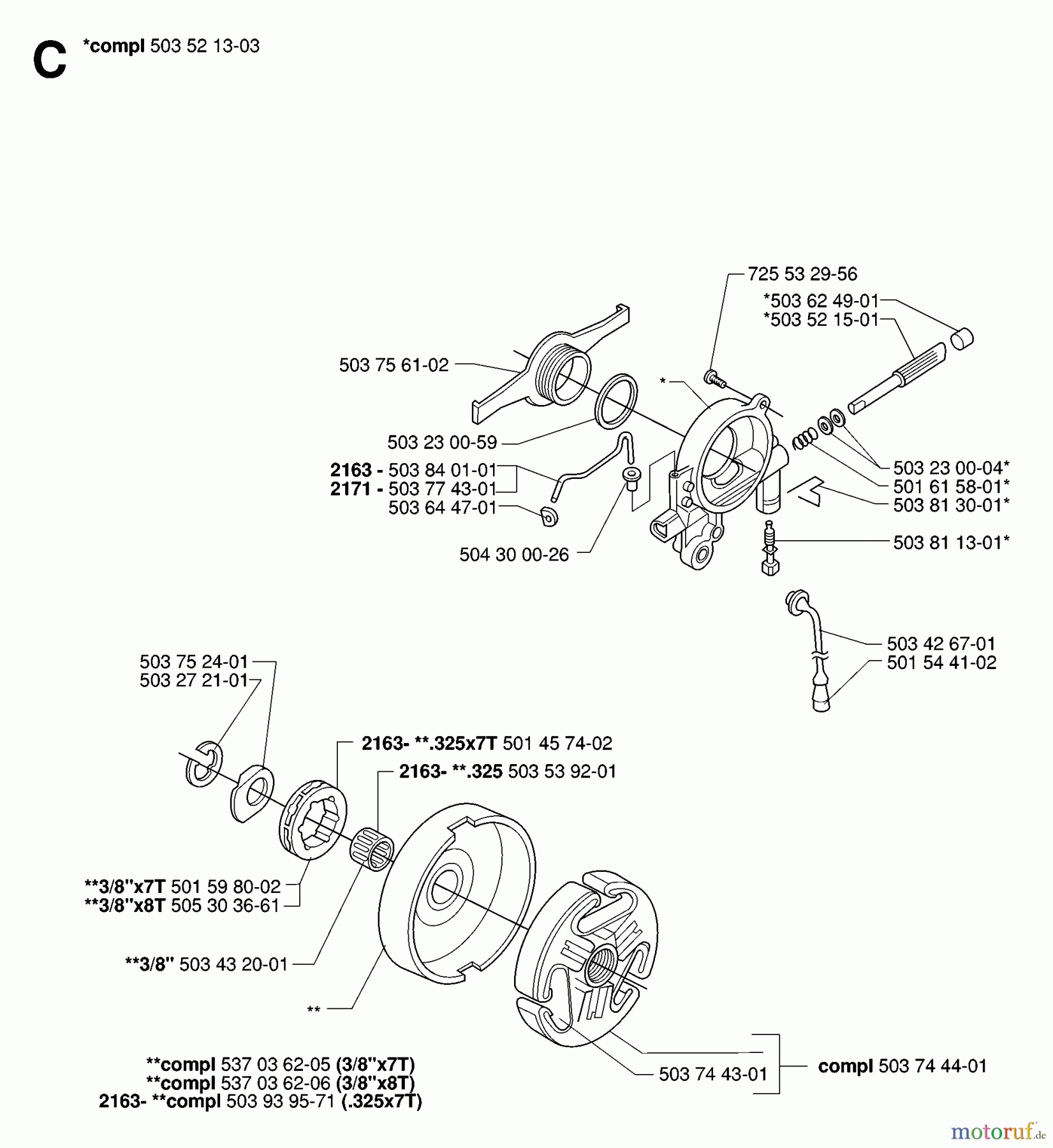 Jonsered Motorsägen CS2171 EPA - Jonsered Chainsaw (2007-01) CLUTCH OIL PUMP