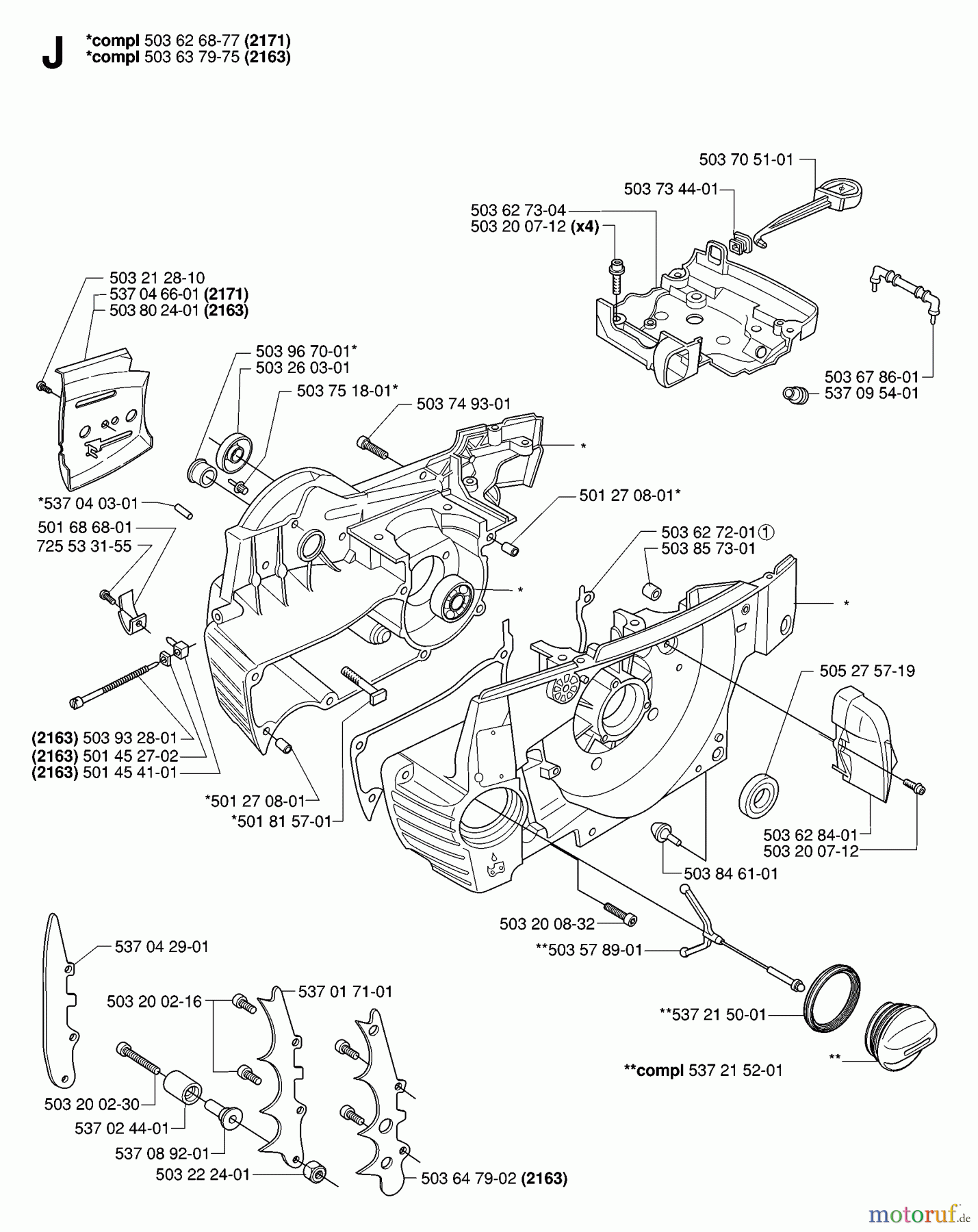  Jonsered Motorsägen CS2171 - Jonsered Chainsaw (2007-01) CRANKCASE