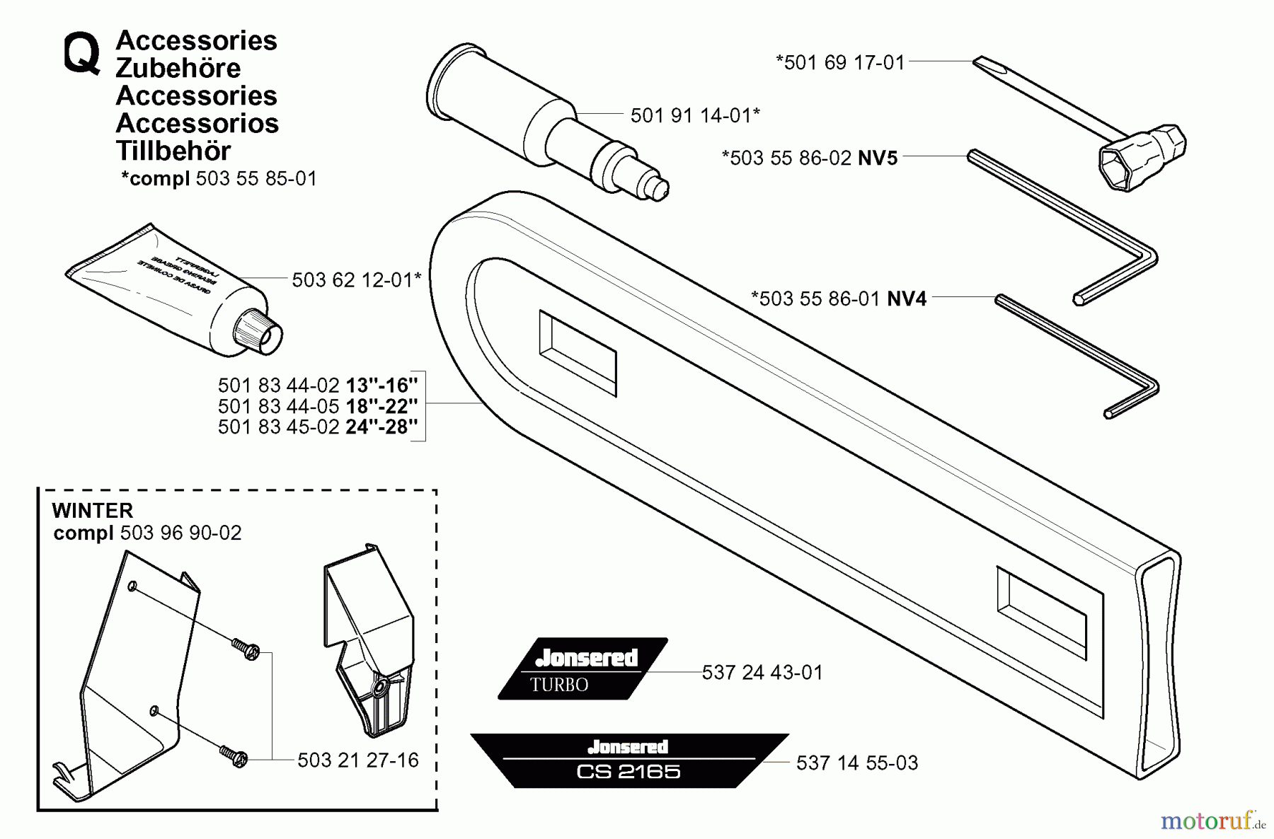 Jonsered Motorsägen CS2165 - Jonsered Chainsaw (2003-06) ACCESSORIES