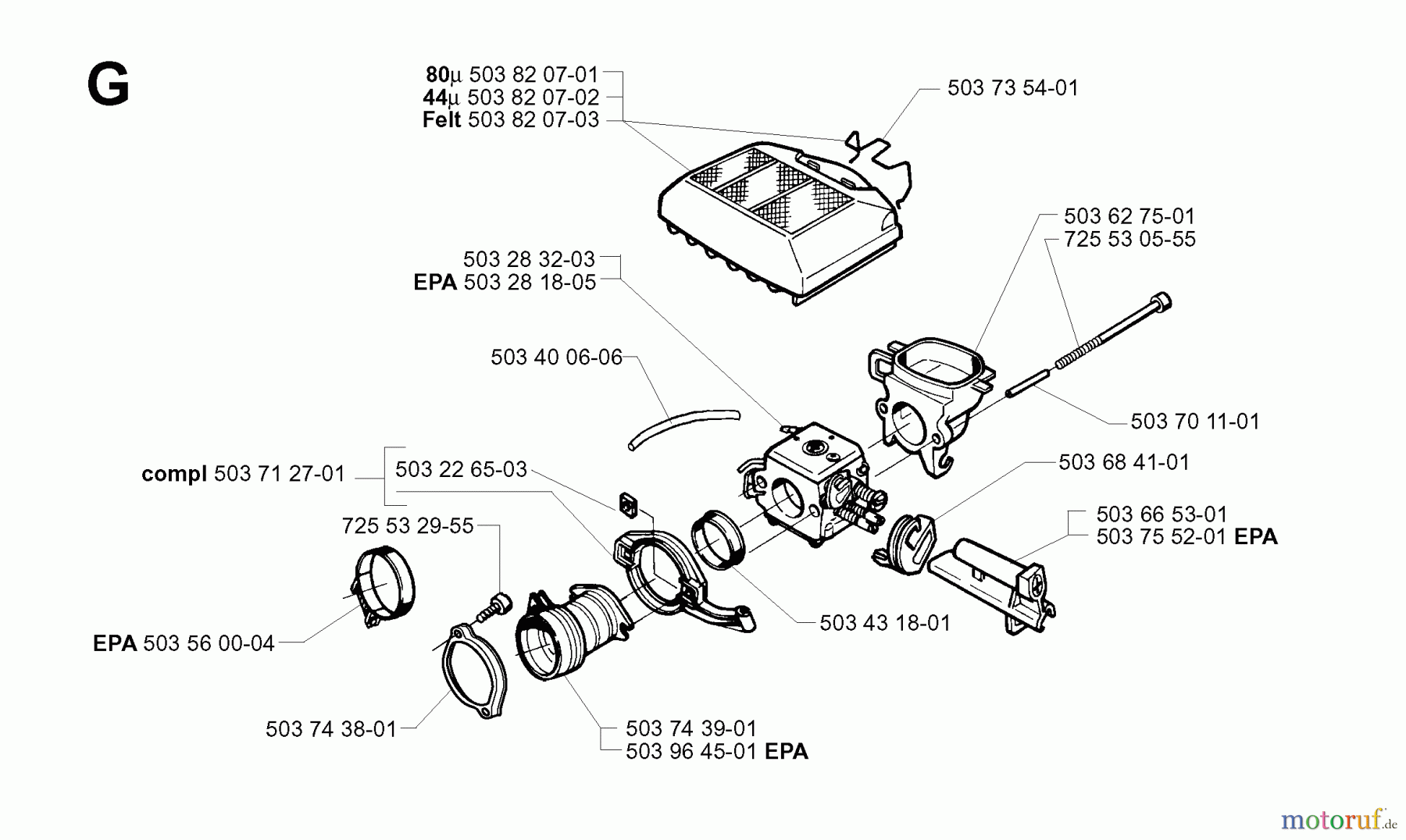 Jonsered Motorsägen CS2165 EPA - Jonsered Chainsaw (2003-06) CARBURETOR AIR FILTER