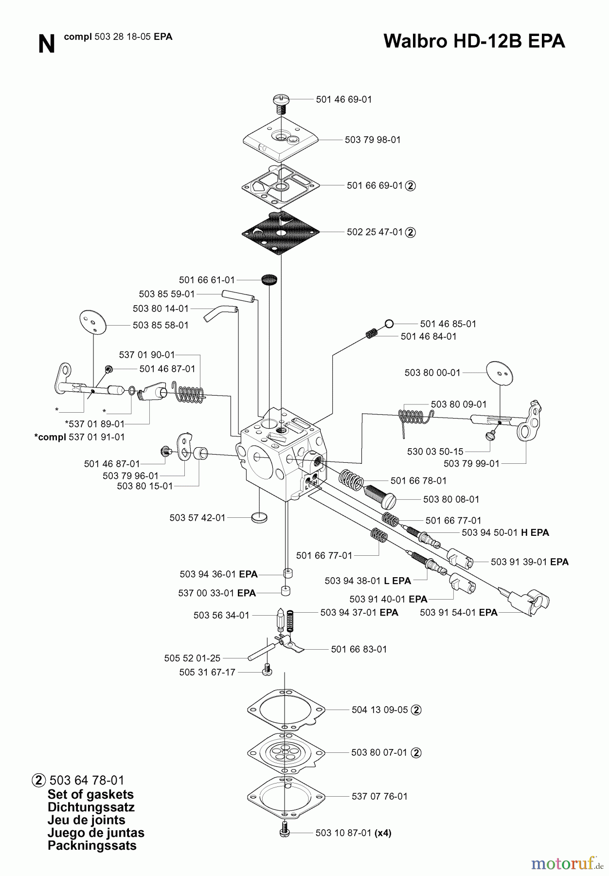  Jonsered Motorsägen CS2165 EPA - Jonsered Chainsaw (2003-06) CARBURETOR DETAILS #1
