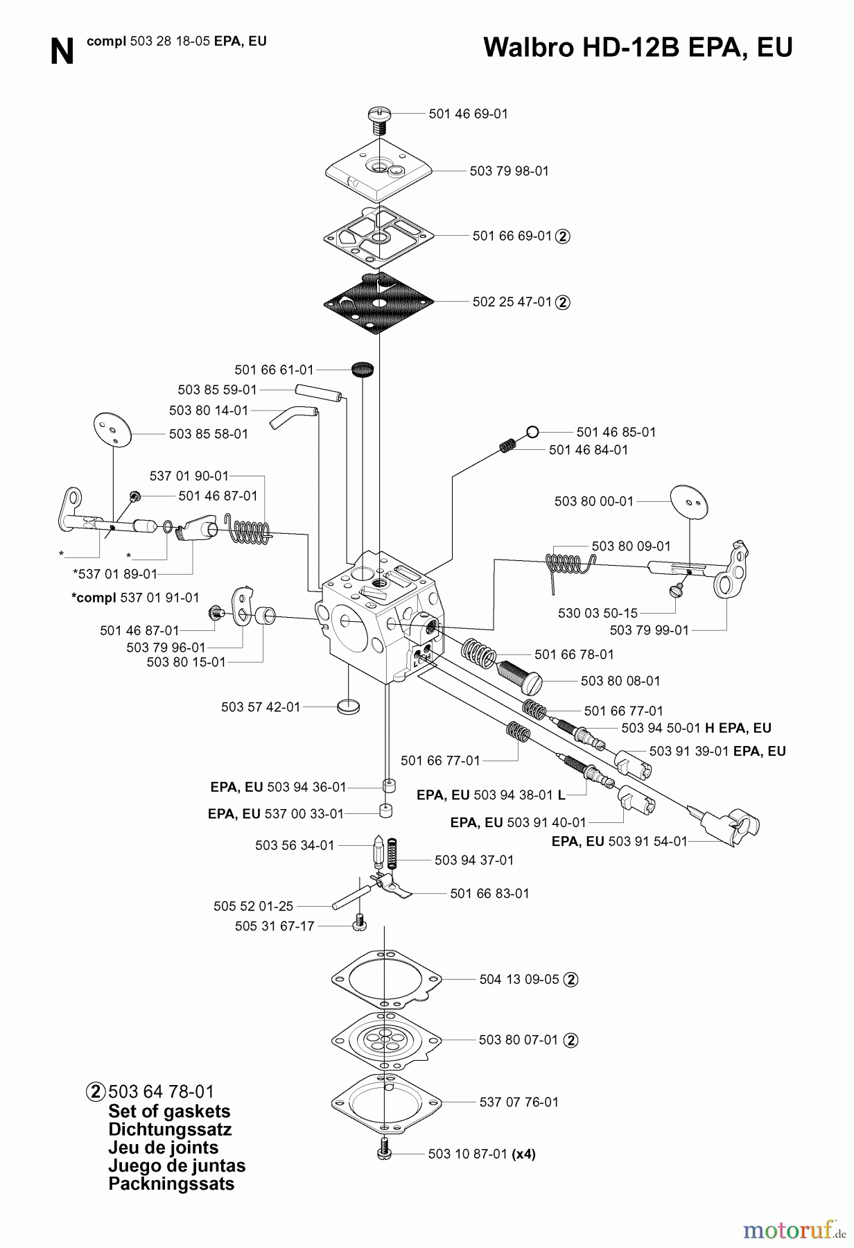 Jonsered Motorsägen CS2165 EPA - Jonsered Chainsaw (2005-05) CARBURETOR DETAILS #1
