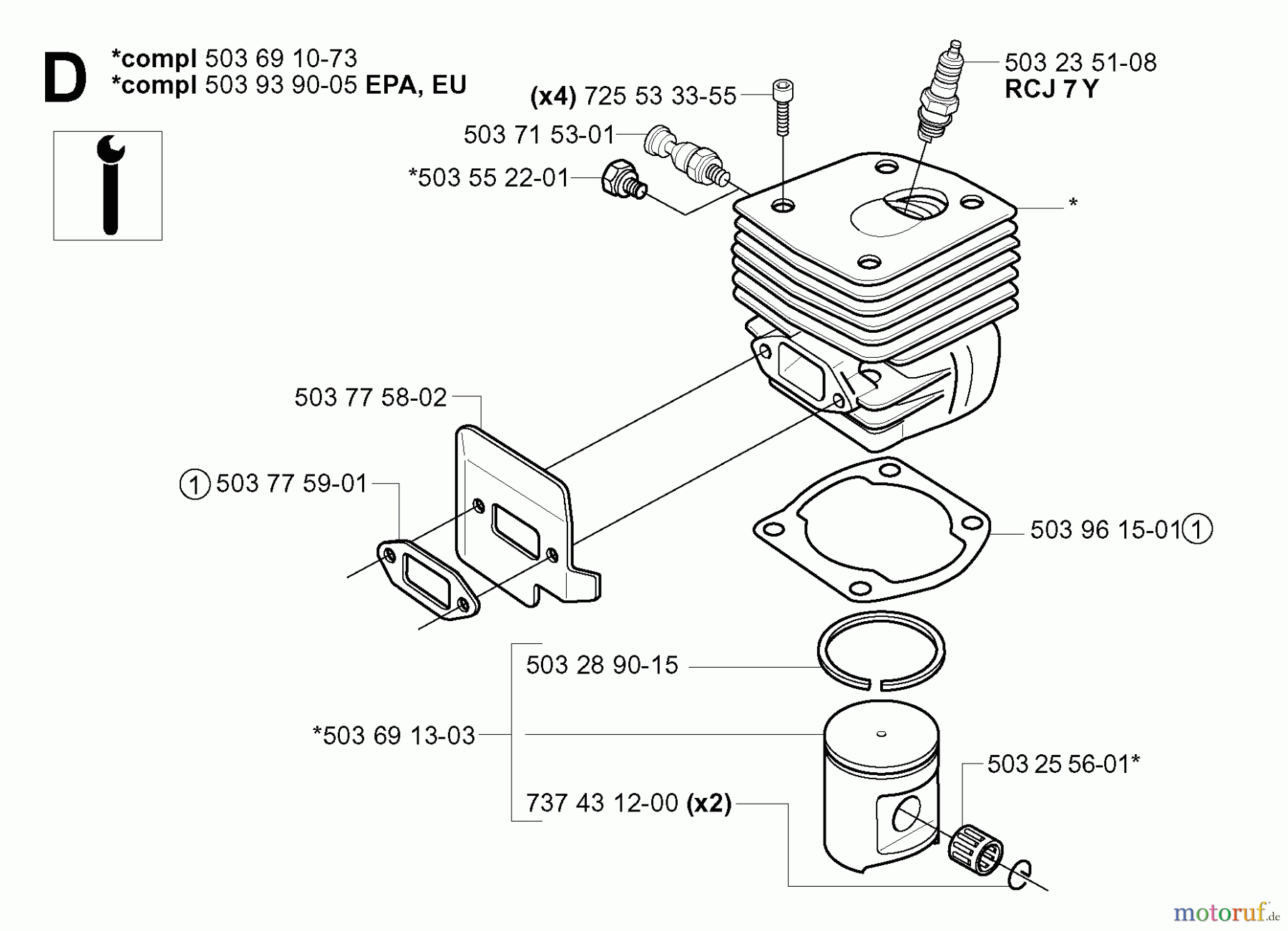 Jonsered Motorsägen CS2165 - Jonsered Chainsaw (2005-05) CYLINDER PISTON
