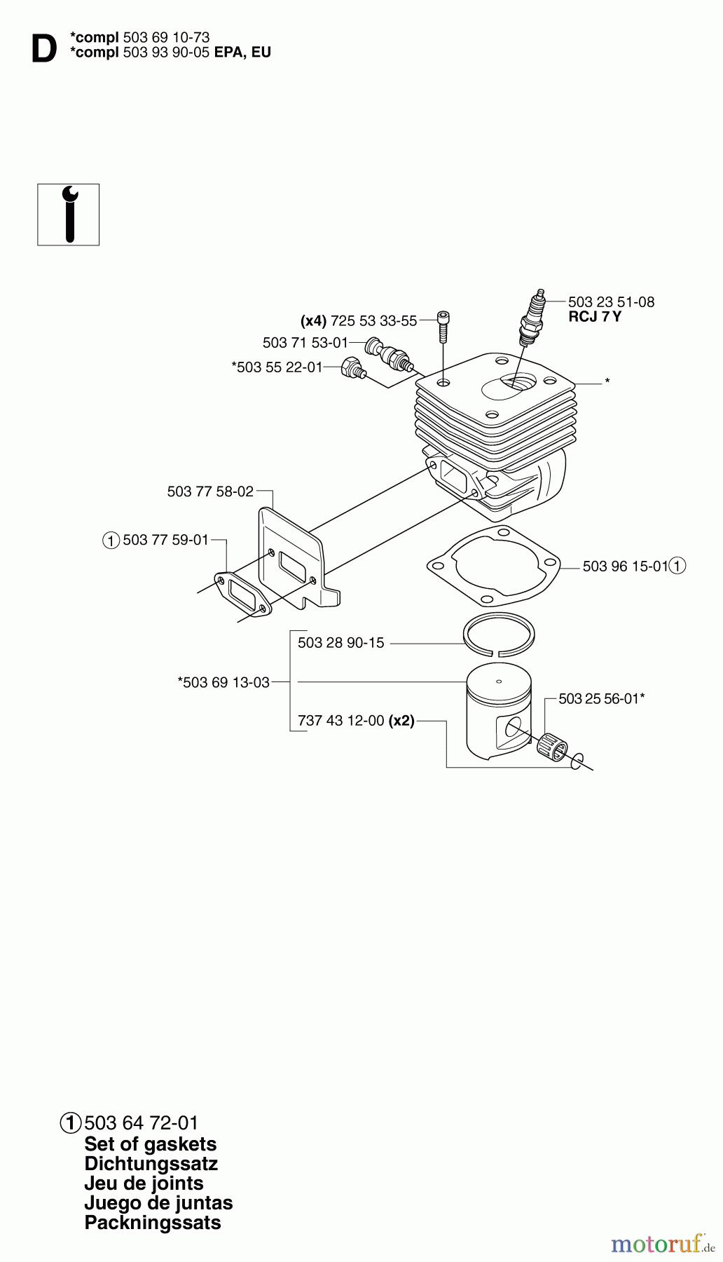  Jonsered Motorsägen CS2165 - Jonsered Chainsaw (2007-03) CYLINDER PISTON #1