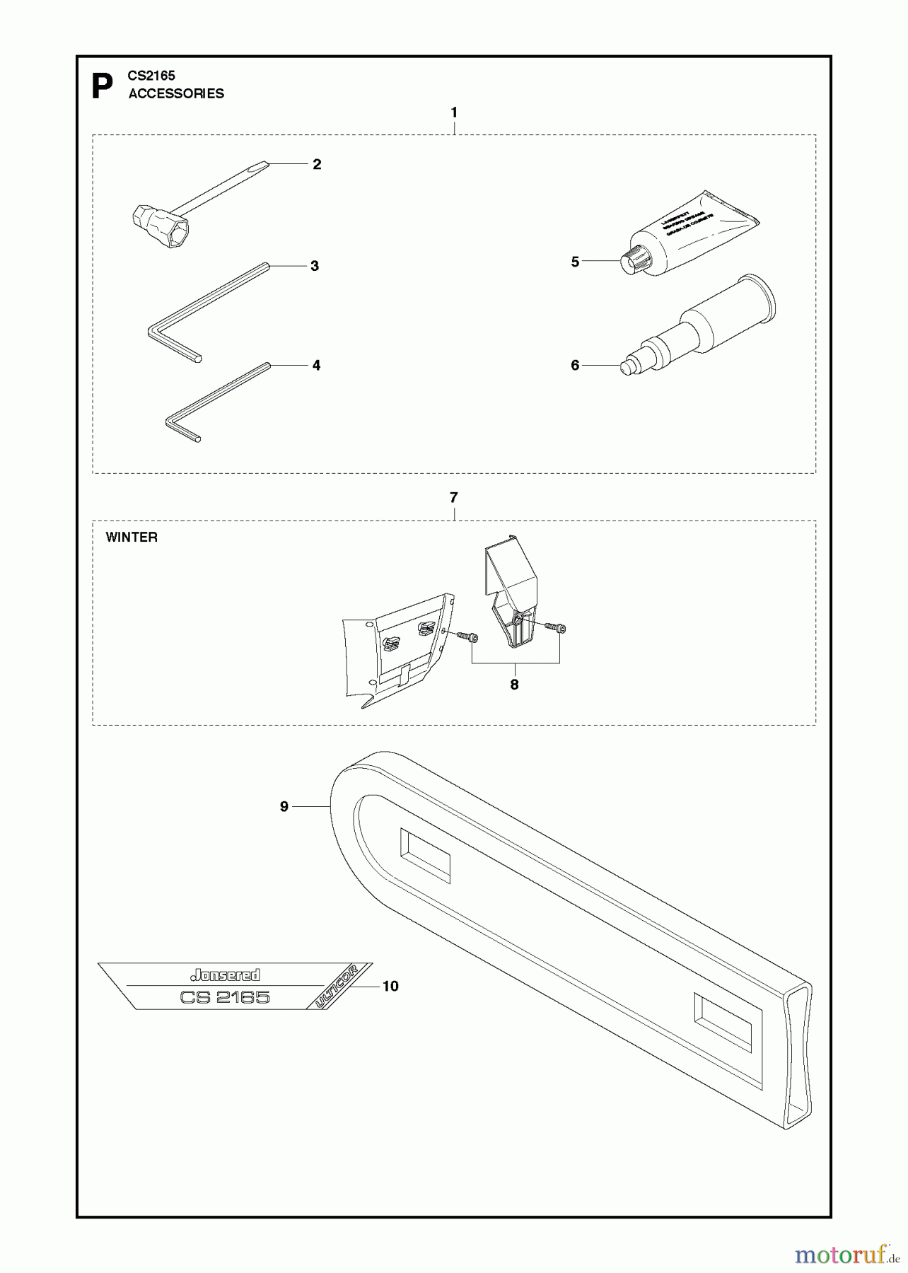Jonsered Motorsägen CS2165 - Jonsered Chainsaw (2010-05) ACCESSORIES