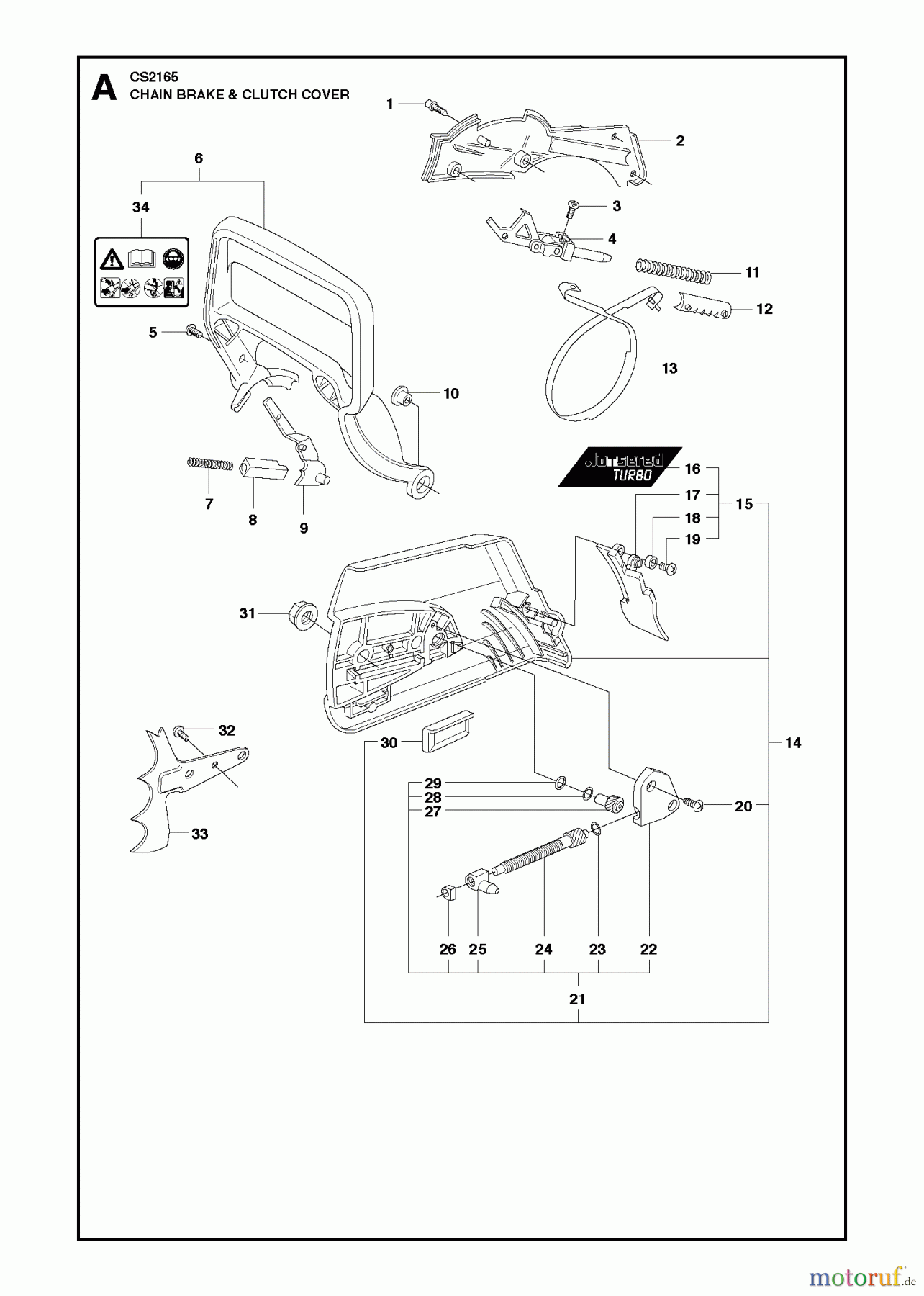 Jonsered Motorsägen CS2165 - Jonsered Chainsaw (2010-05) CHAIN BRAKE CLUTCH COVER