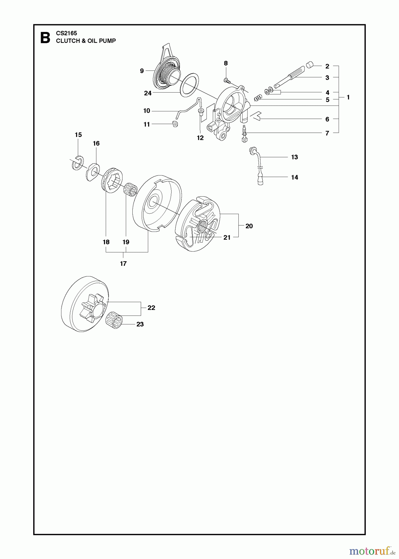  Jonsered Motorsägen CS2165 - Jonsered Chainsaw (2010-05) CLUTCH OIL PUMP
