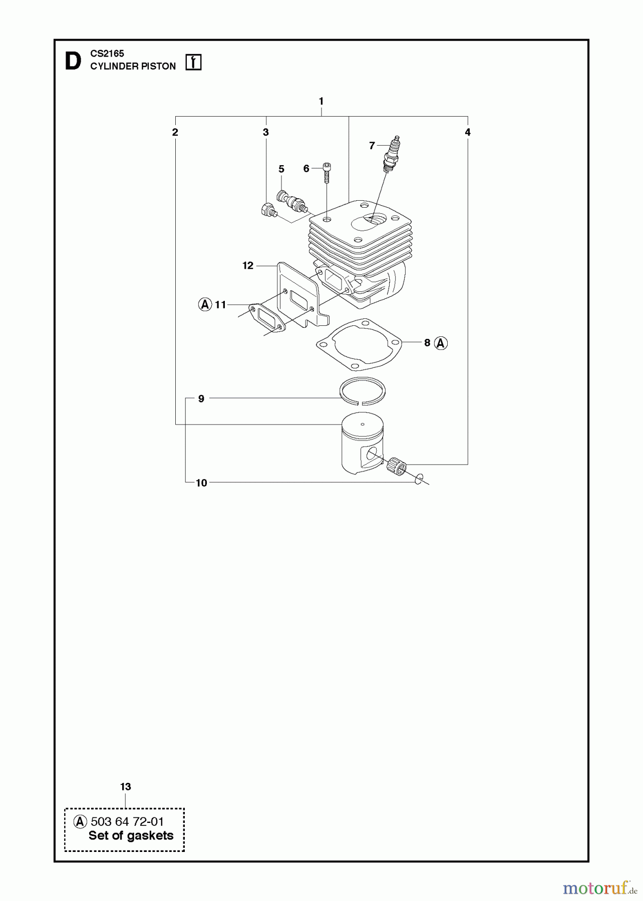 Jonsered Motorsägen CS2165 - Jonsered Chainsaw (2010-05) CYLINDER PISTON