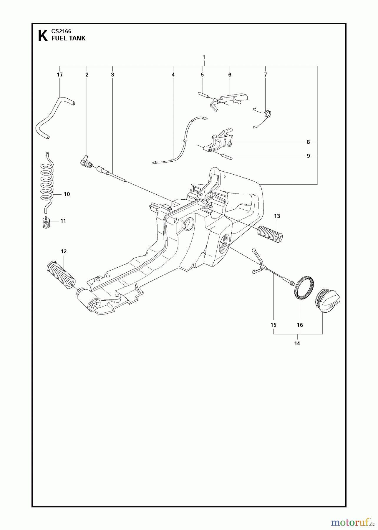 Jonsered Motorsägen CS2166 - Jonsered Chainsaw (2011-03) FUEL TANK