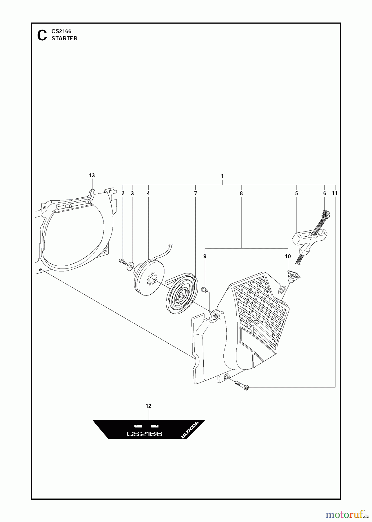 Jonsered Motorsägen CS2166 - Jonsered Chainsaw (2011-03) STARTER