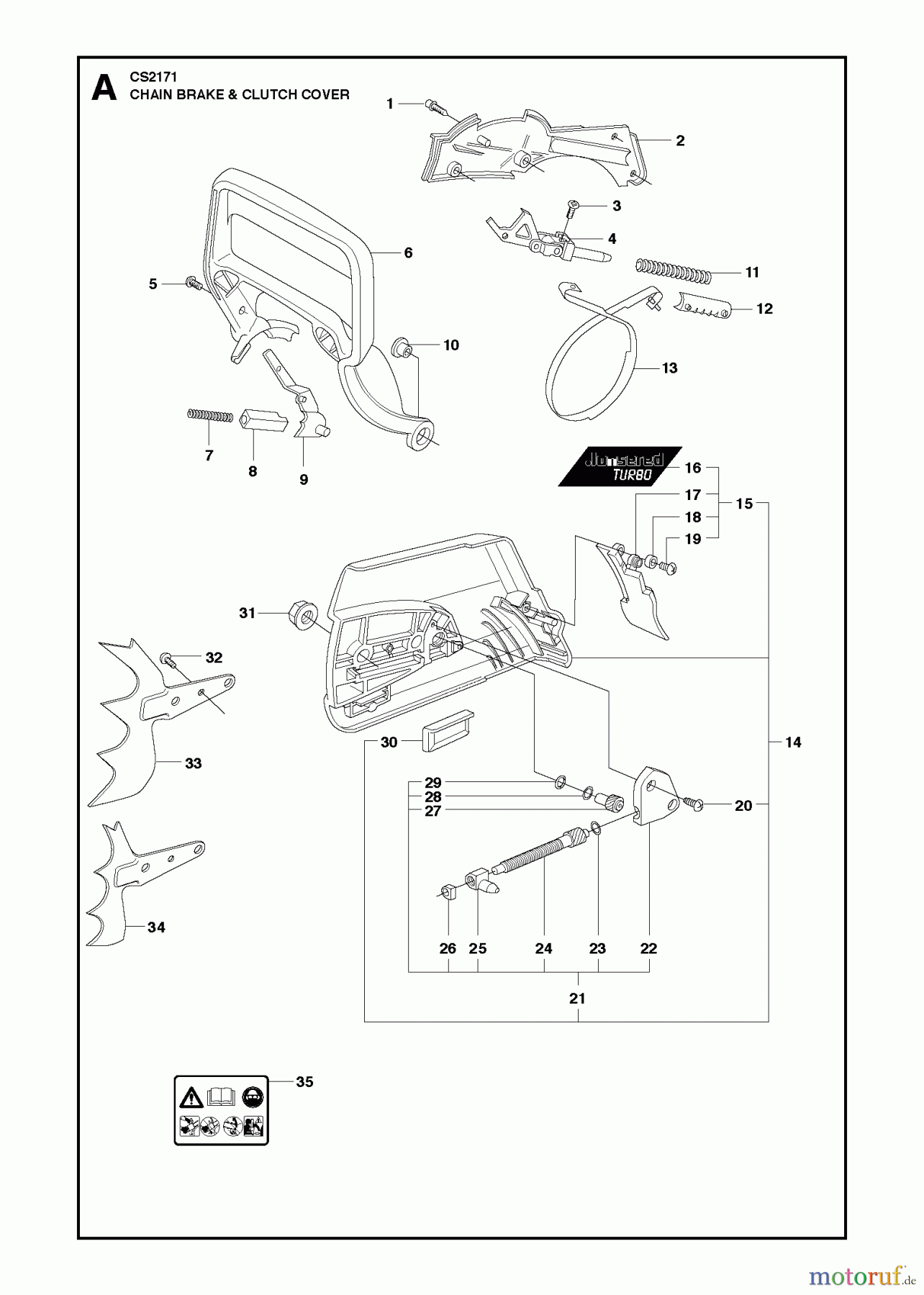  Jonsered Motorsägen CS2171 - Jonsered Chainsaw (2011-05) CHAIN BRAKE CLUTCH COVER