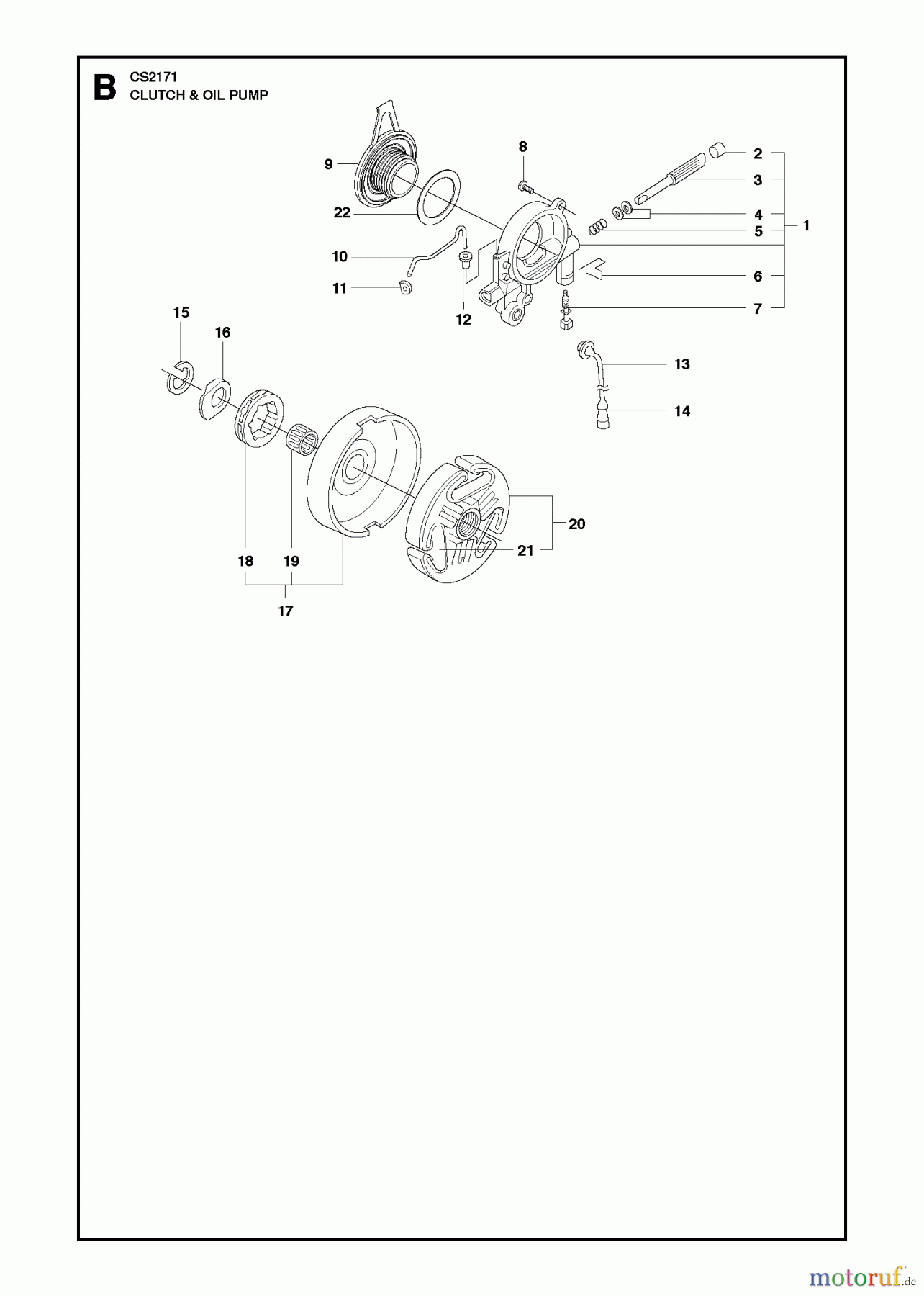 Jonsered Motorsägen CS2171 - Jonsered Chainsaw (2010-05) CLUTCH OIL PUMP