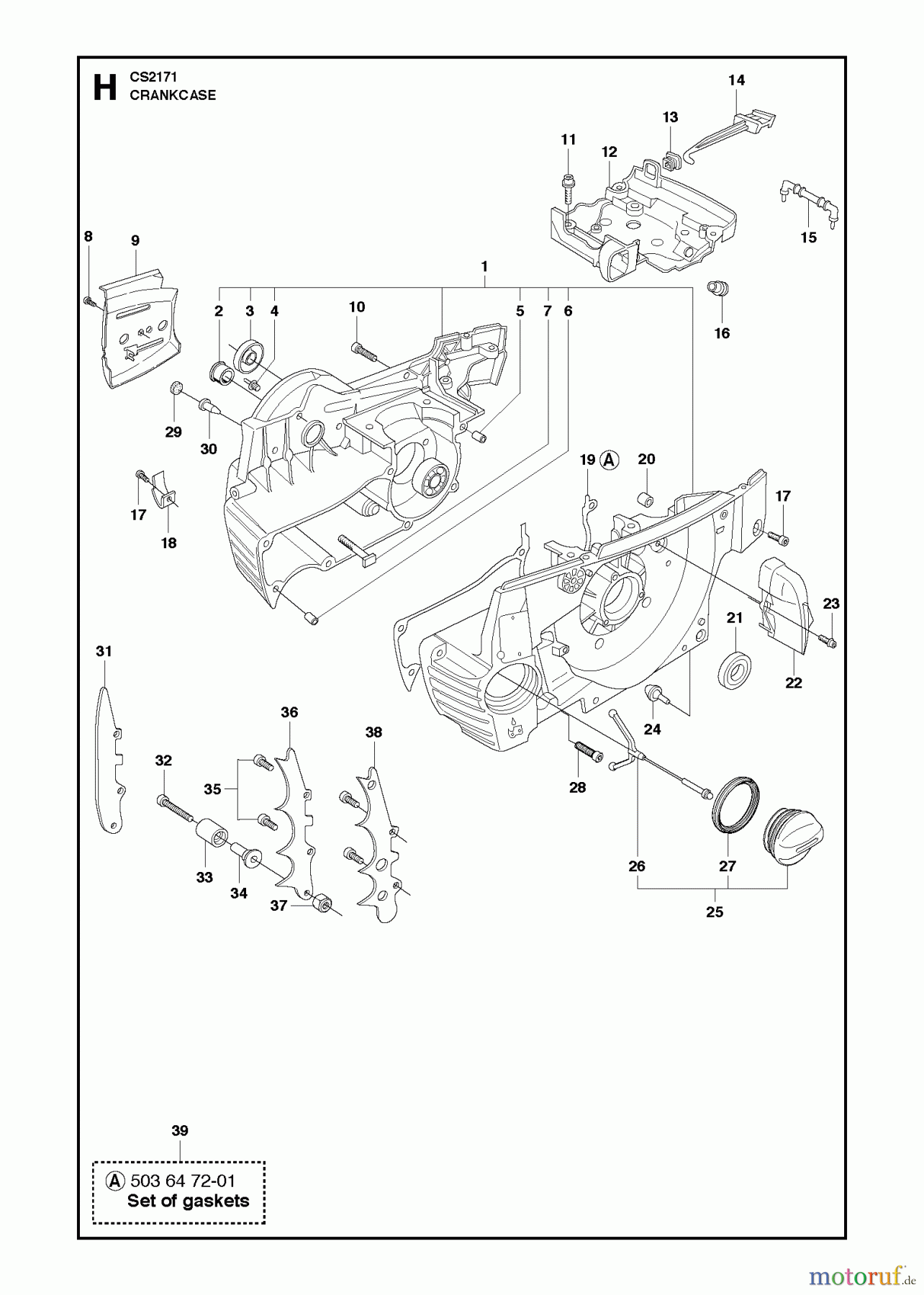 Jonsered Motorsägen CS2171 - Jonsered Chainsaw (2011-05) CRANKCASE