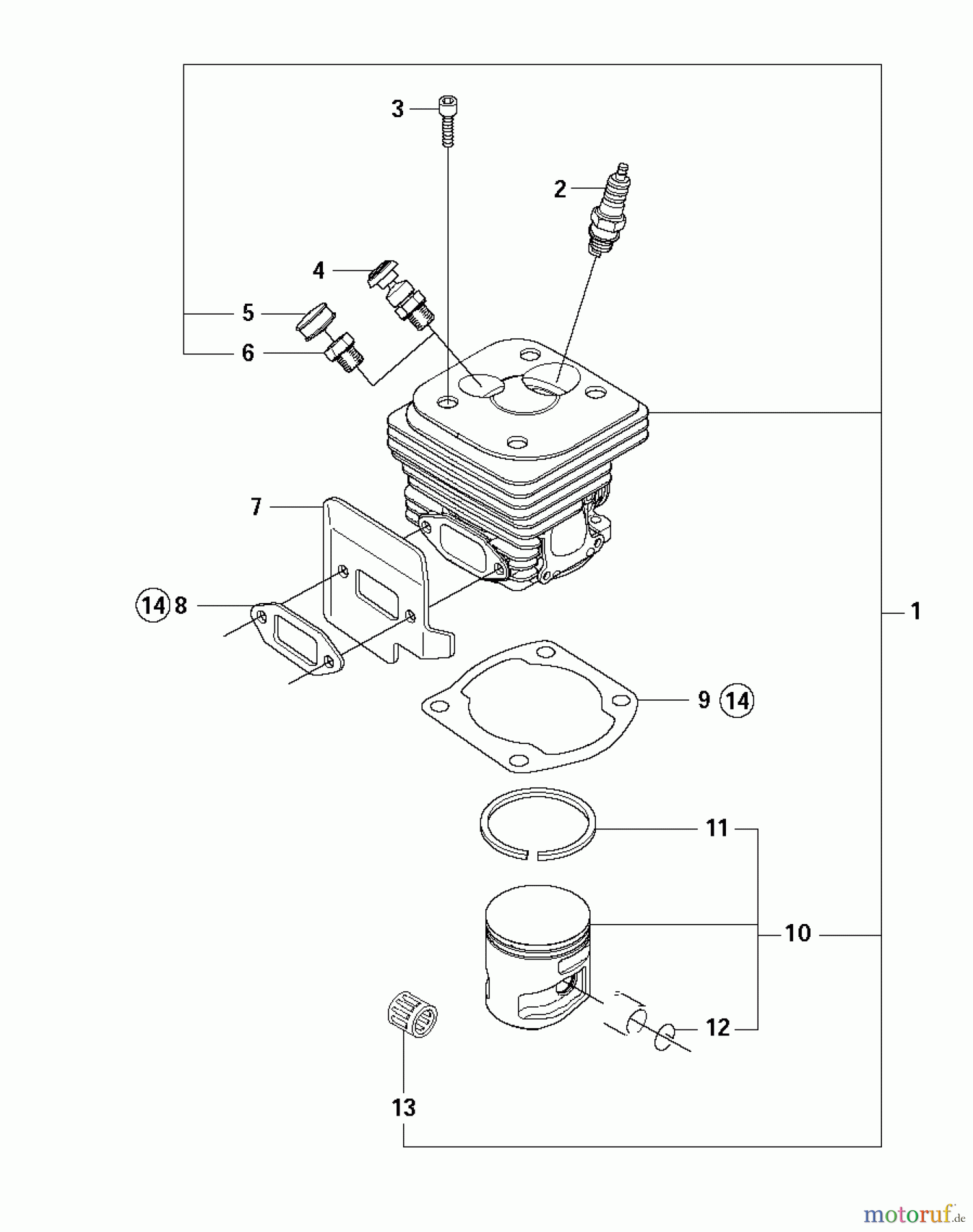 Jonsered Motorsägen CS2172 - Jonsered Chainsaw (2010-08) CYLINDER PISTON