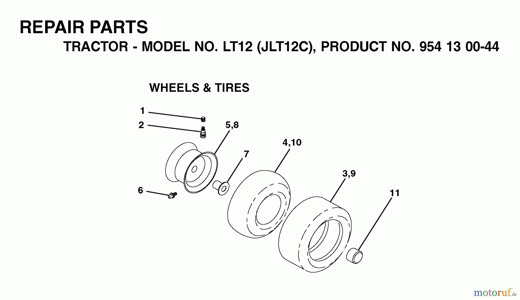  Jonsered Rasen  und Garten Traktoren LT12 (JLT12C, 954130044) - Jonsered Lawn & Garden Tractor (2001-09) WHEELS TIRES