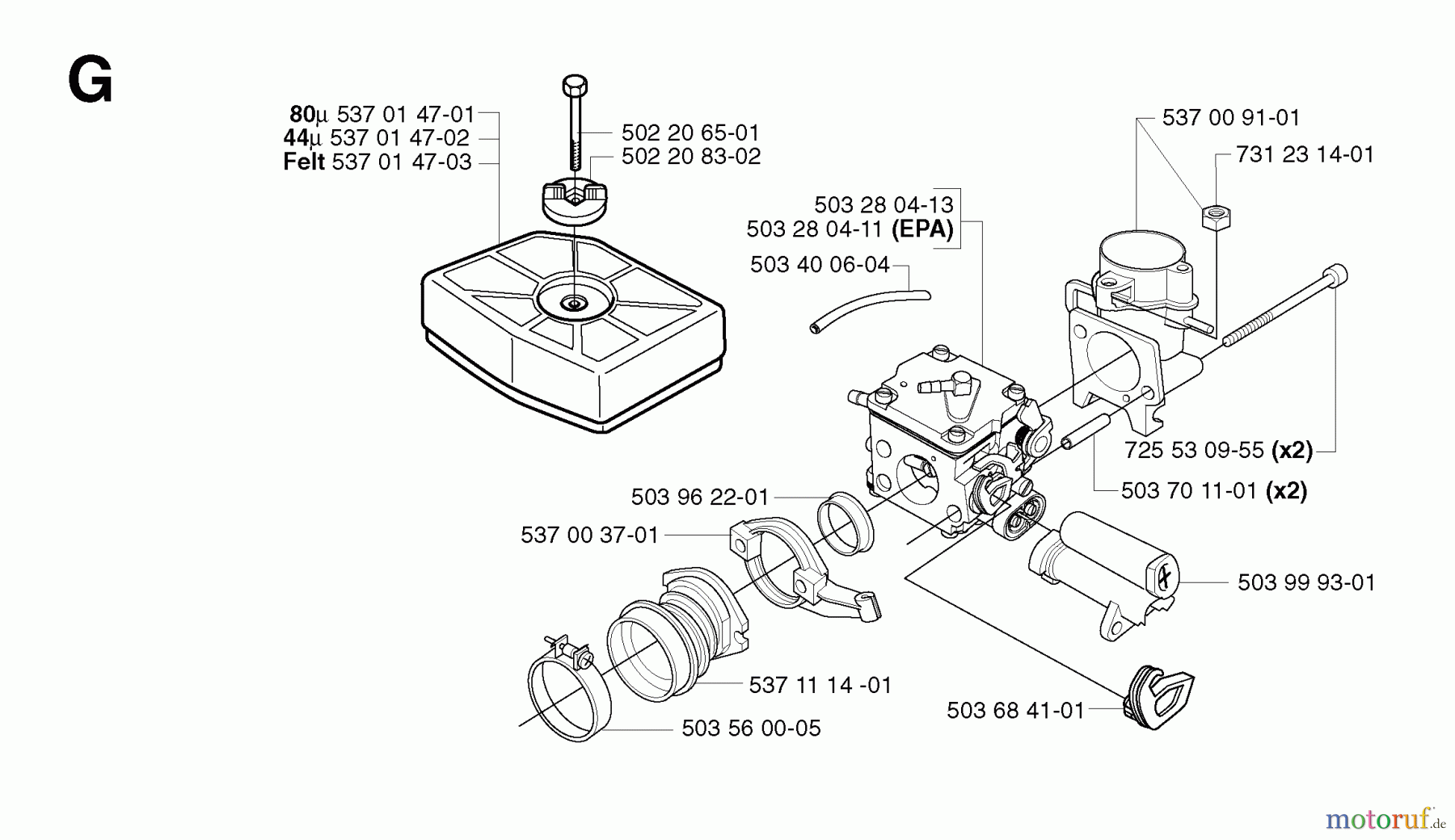 Jonsered Motorsägen CS2186 EPA - Jonsered Chainsaw (2002-08) CARBURETOR AIR FILTER