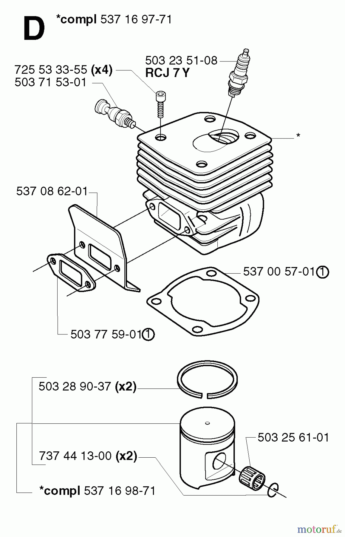 Jonsered Motorsägen CS2186 EPA - Jonsered Chainsaw (2002-08) CYLINDER PISTON