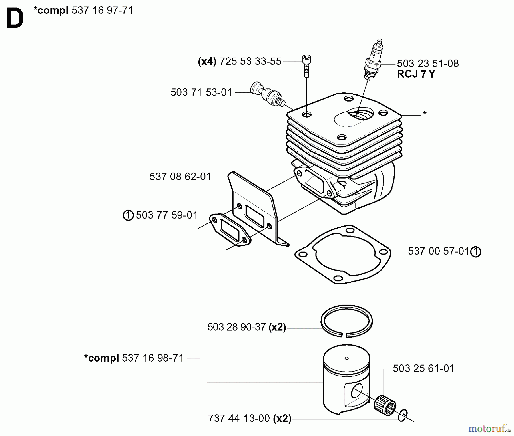 Jonsered Motorsägen CS2186 - Jonsered Chainsaw (2005-03) CYLINDER PISTON