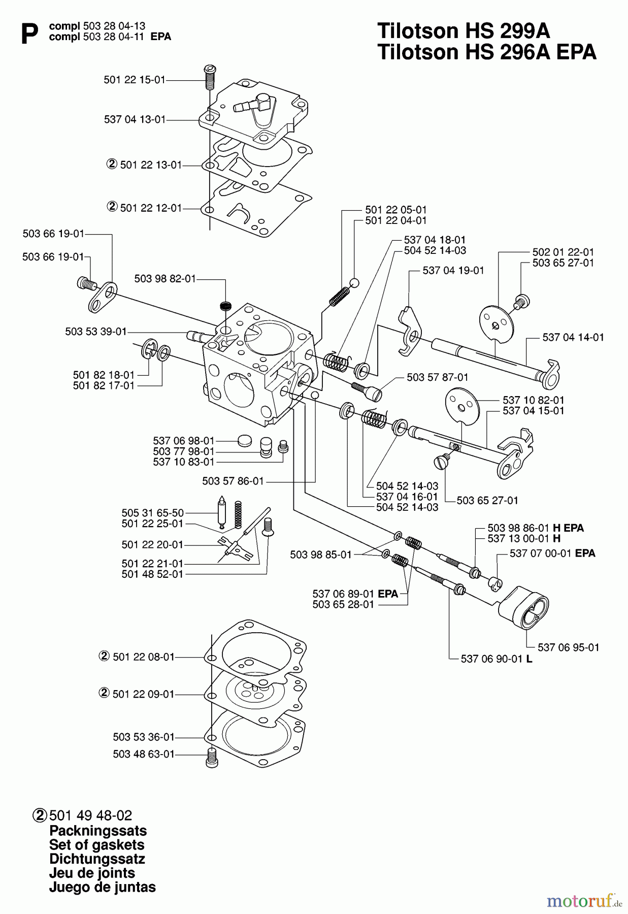 Jonsered Motorsägen CS2186 EPA - Jonsered Chainsaw (2007-01) CARBURETOR