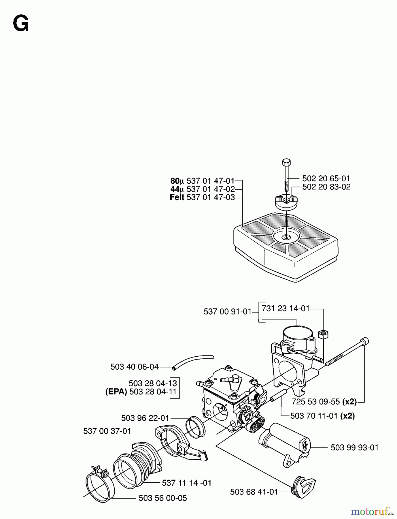  Jonsered Motorsägen CS2186 - Jonsered Chainsaw (2007-01) CARBURETOR AIR FILTER