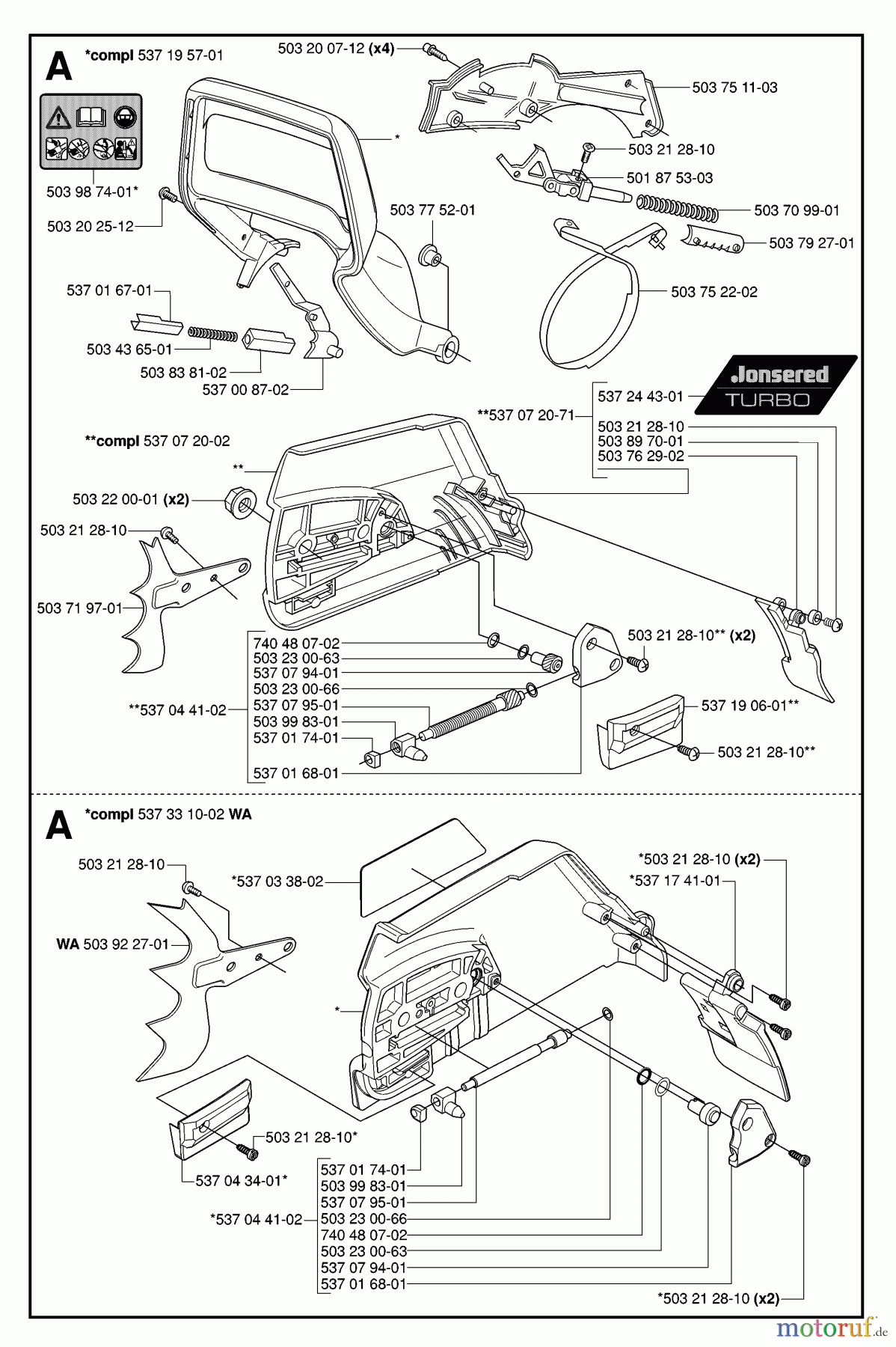 Jonsered Motorsägen CS2186 - Jonsered Chainsaw (2007-01) CHAIN BRAKE CLUTCH COVER