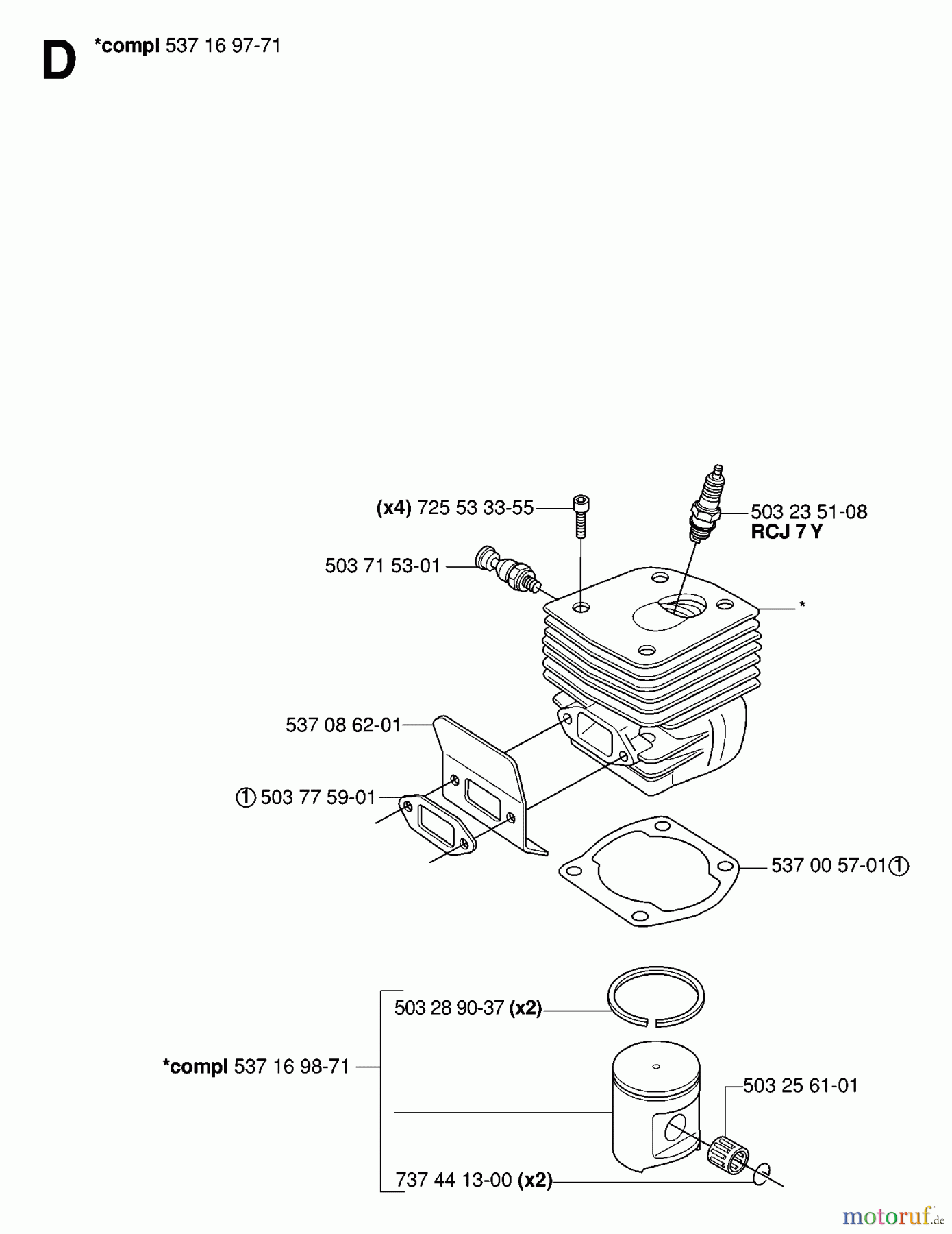 Jonsered Motorsägen CS2186 - Jonsered Chainsaw (2007-01) CYLINDER PISTON