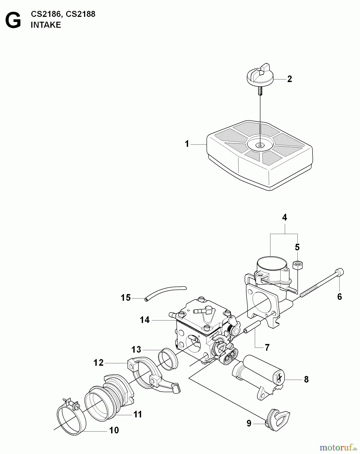 Jonsered Motorsägen CS2188 EPA - Jonsered Chainsaw (2009-05) CARBURETOR AIR FILTER