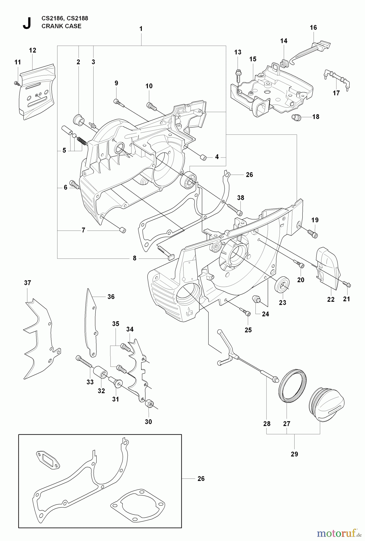  Jonsered Motorsägen CS2186 EPA - Jonsered Chainsaw (2009-05) CRANKCASE