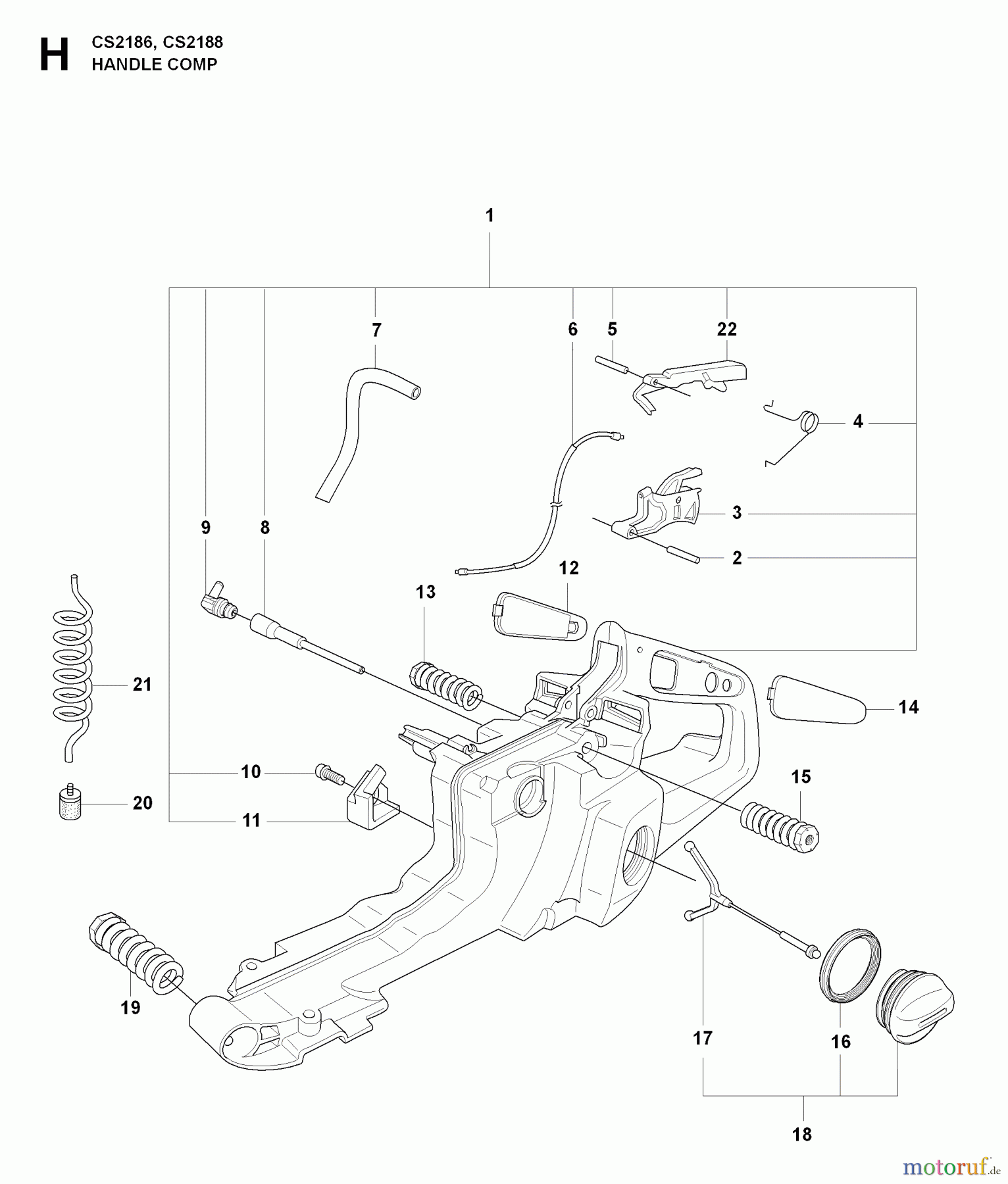Jonsered Motorsägen CS2188 EPA - Jonsered Chainsaw (2009-05) FUEL TANK HANDLE