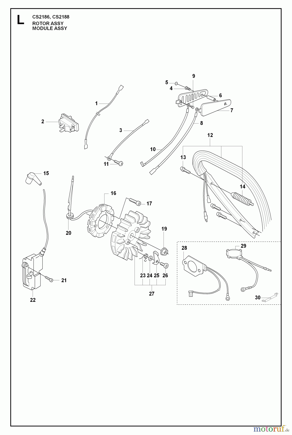 Jonsered Motorsägen CS2186 EPA - Jonsered Chainsaw (2009-05) IGNITION SYSTEM CLUTCH