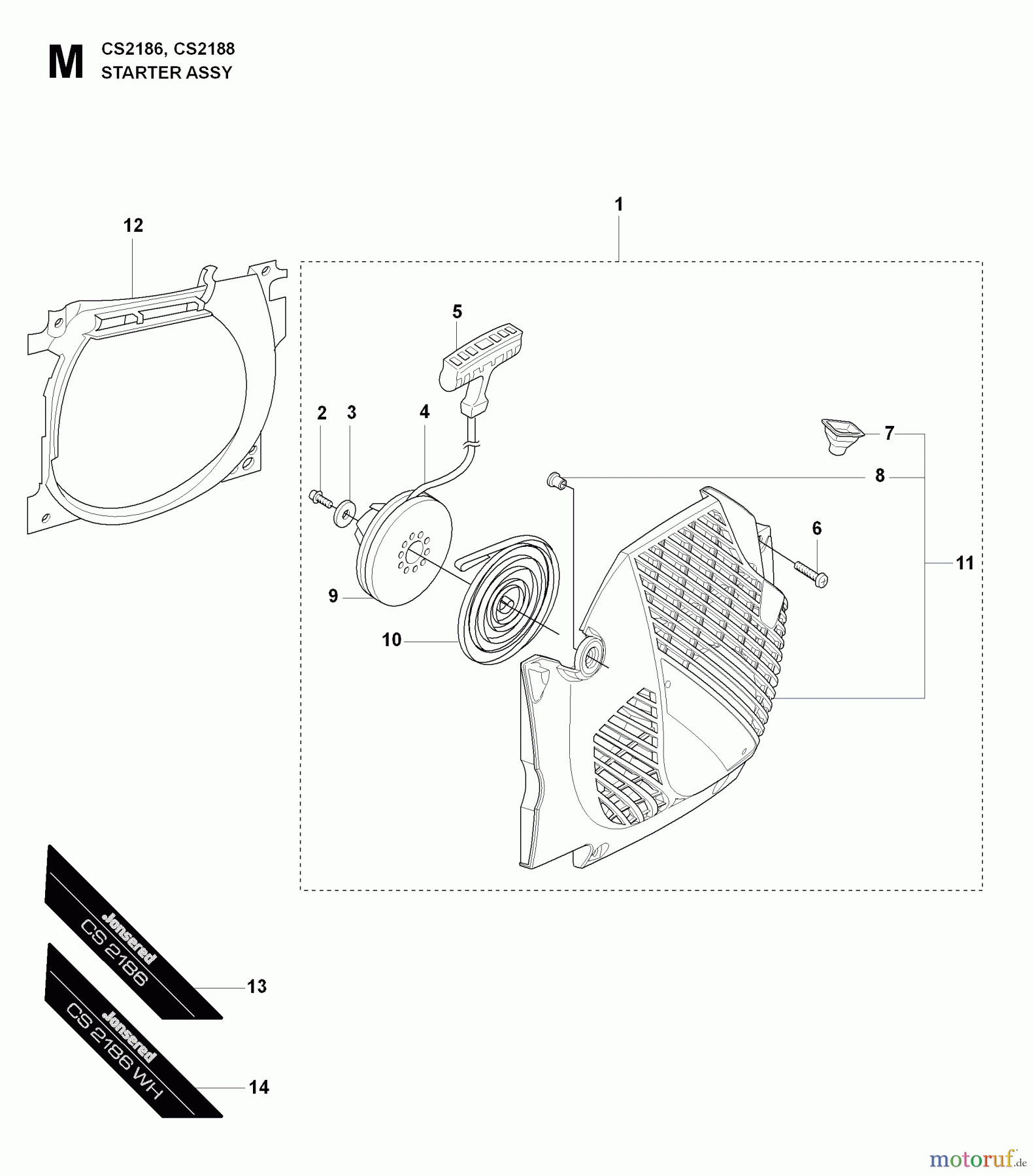 Jonsered Motorsägen CS2188 EPA - Jonsered Chainsaw (2009-05) STARTER
