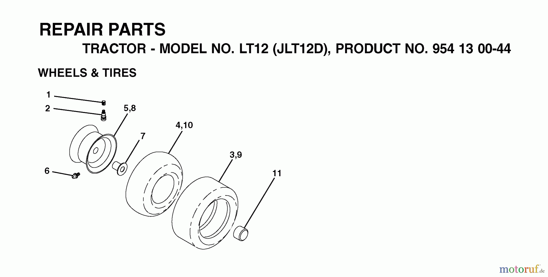 Jonsered Rasen und Garten Traktoren LT12 (JLT12D, 954130044) - Jonsered Lawn & Garden Tractor (2002-02) WHEELS TIRES