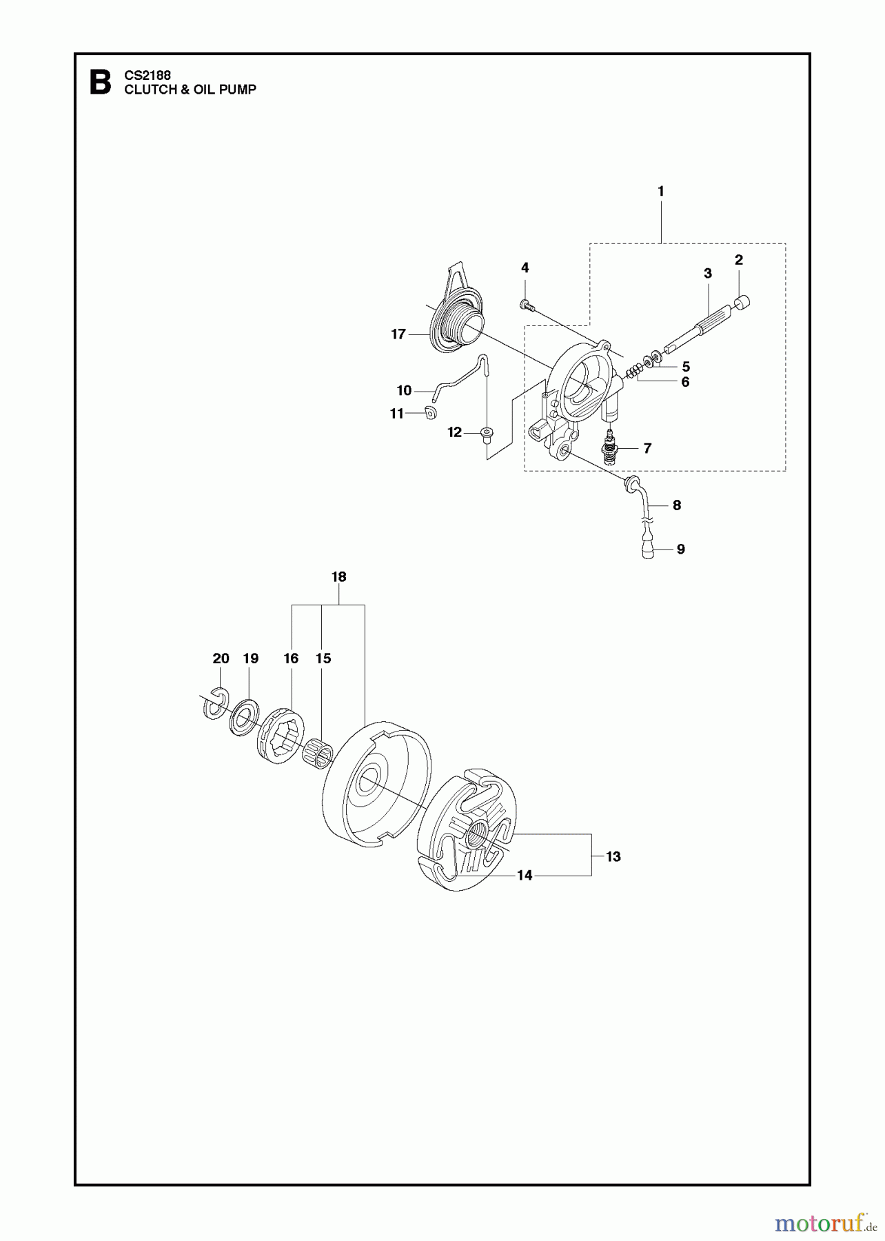 Jonsered Motorsägen CS2188 - Jonsered Chainsaw (2010-06) CLUTCH OIL PUMP