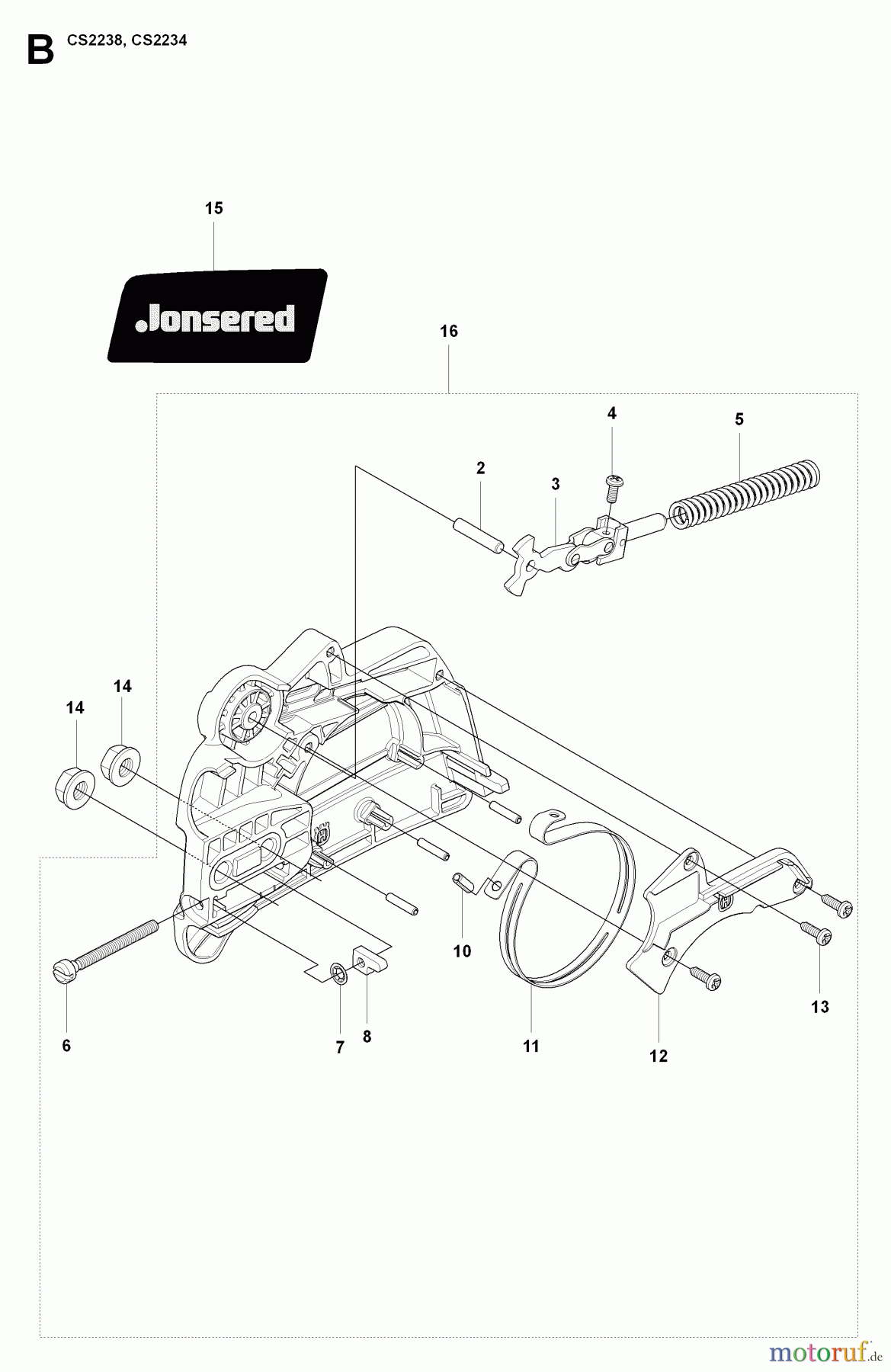 Jonsered Motorsägen CS2238 - Jonsered Chainsaw (2009-04) CHAIN BRAKE