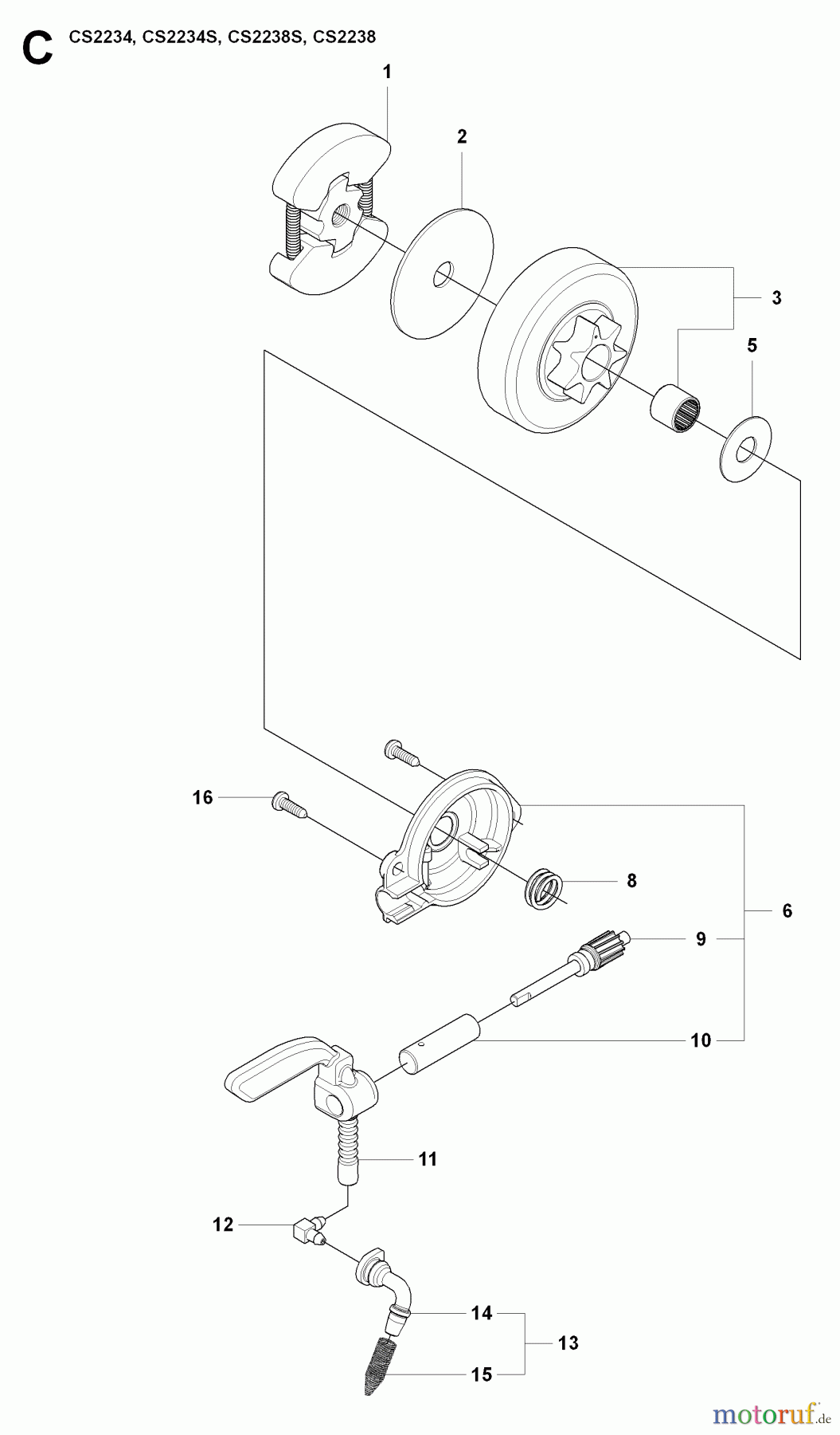  Jonsered Motorsägen CS2234 - Jonsered Chainsaw (2009-04) CLUTCH OIL PUMP