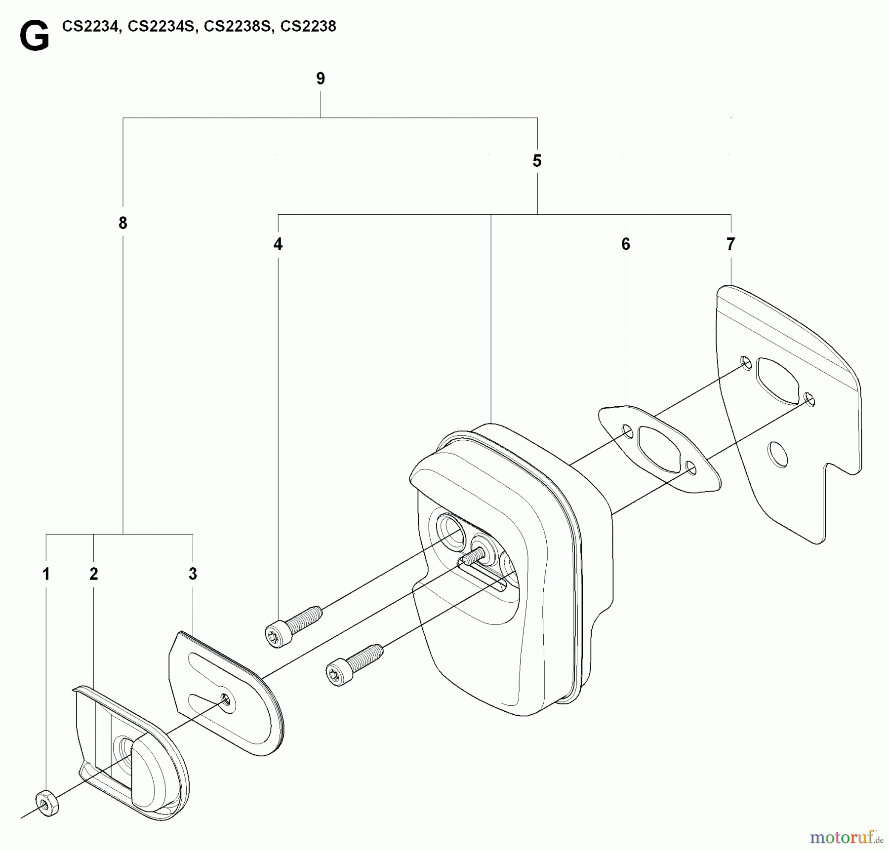 Jonsered Motorsägen CS2234 S - Jonsered Chainsaw (2009-04) MUFFLER