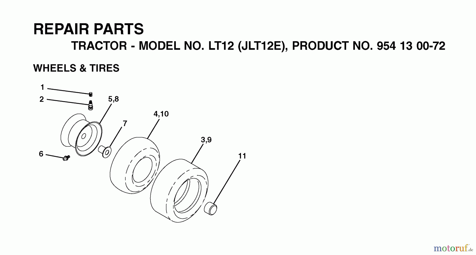 Jonsered Rasen und Garten Traktoren LT12 (JLT12E, 954130072) - Jonsered Lawn & Garden Tractor (2002-06) WHEELS TIRES