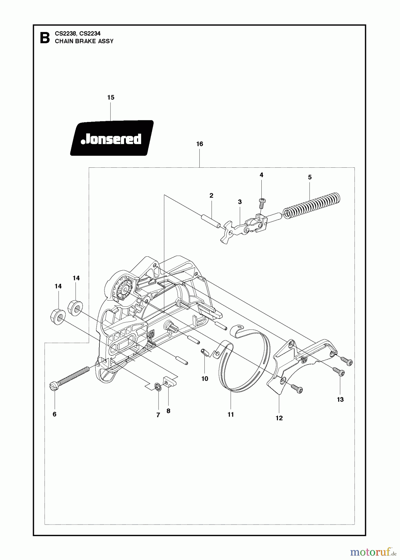  Jonsered Motorsägen CS2238 - Jonsered Chainsaw (2010-04) CHAIN BRAKE