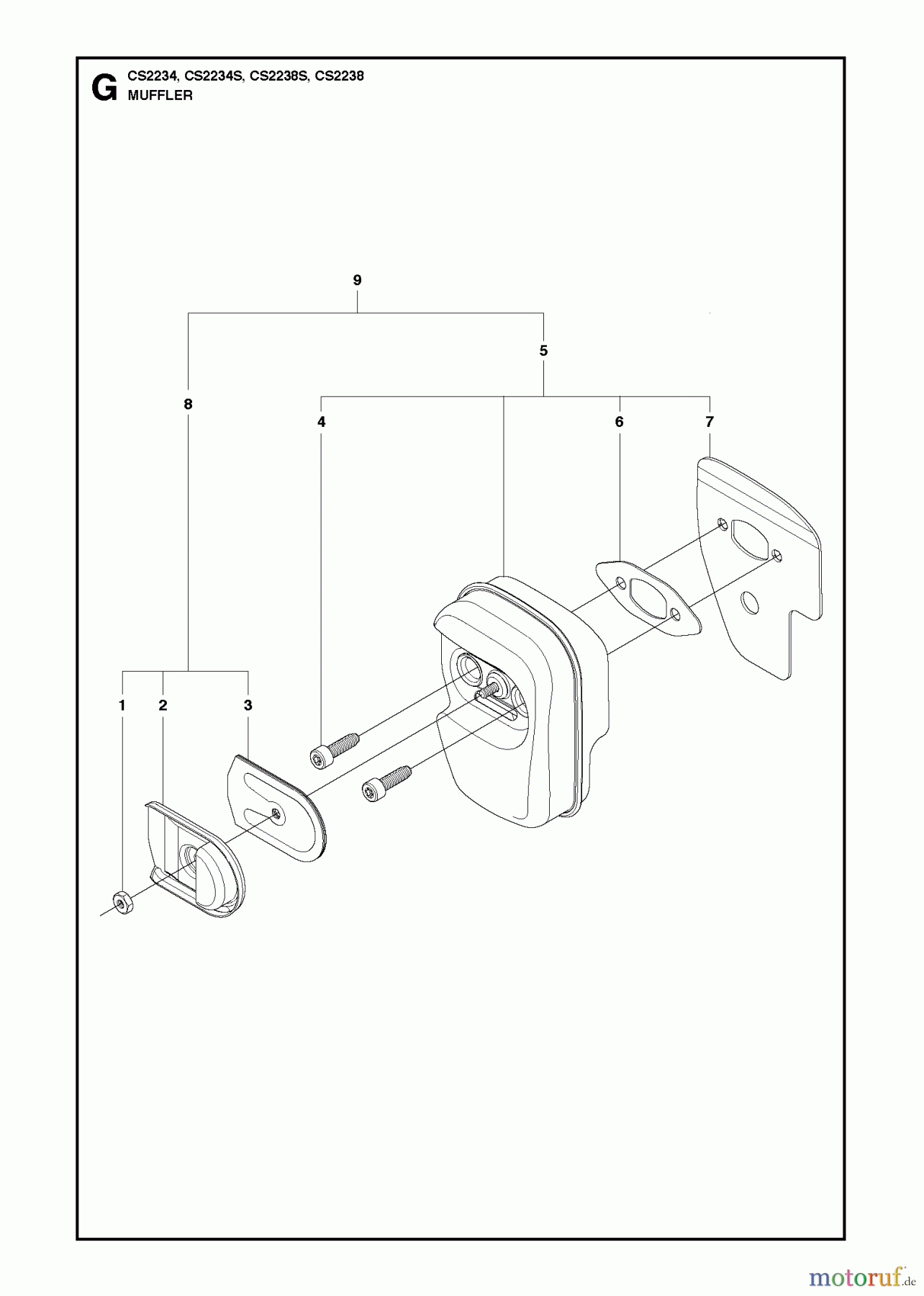 Jonsered Motorsägen CS2238 - Jonsered Chainsaw (2010-04) MUFFLER